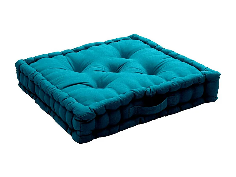 Coussin de Sol Uni "Panama" 50x50cm Bleu Canard