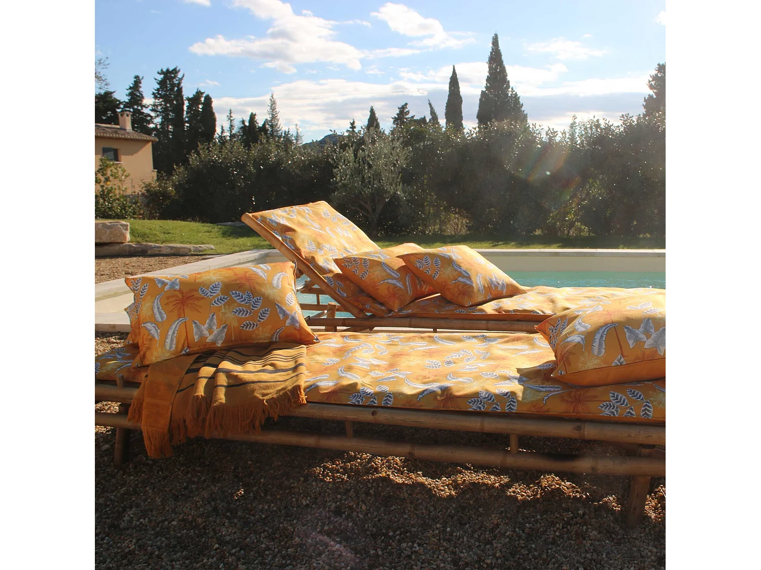 Coussin motif jungle extérieur