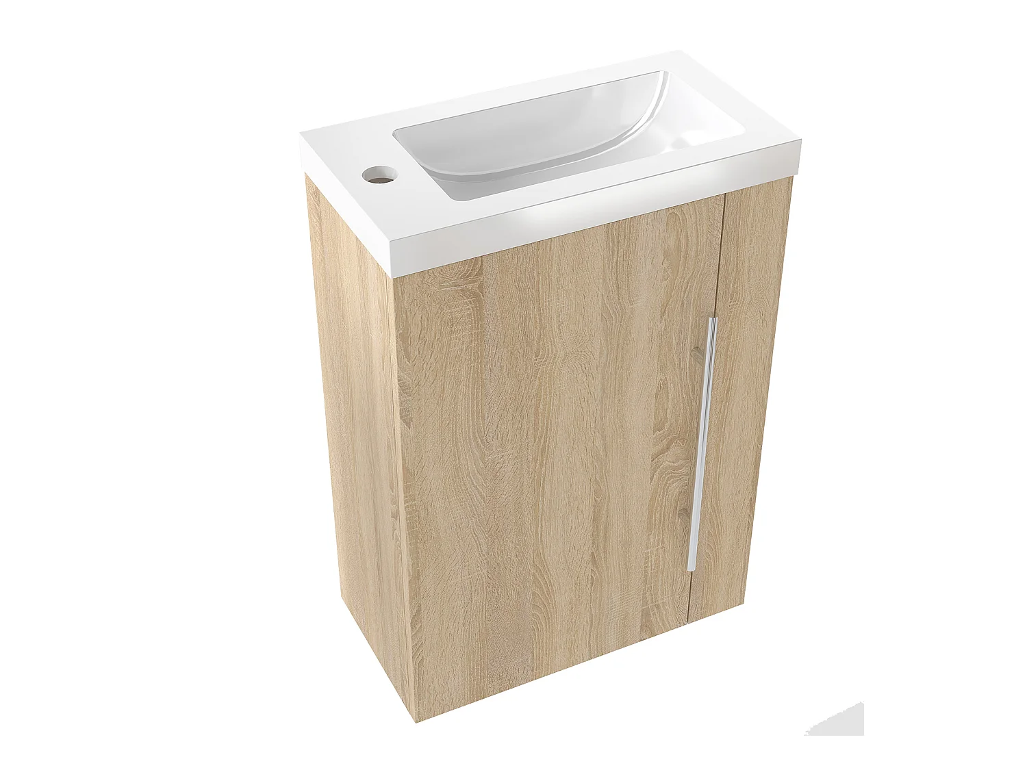 Mueble de baño flotante con lavabo, 44 x 23 x 60 cm,Color Roble,1 puerta con tirador, Muebles de Alta Calidad, AICA