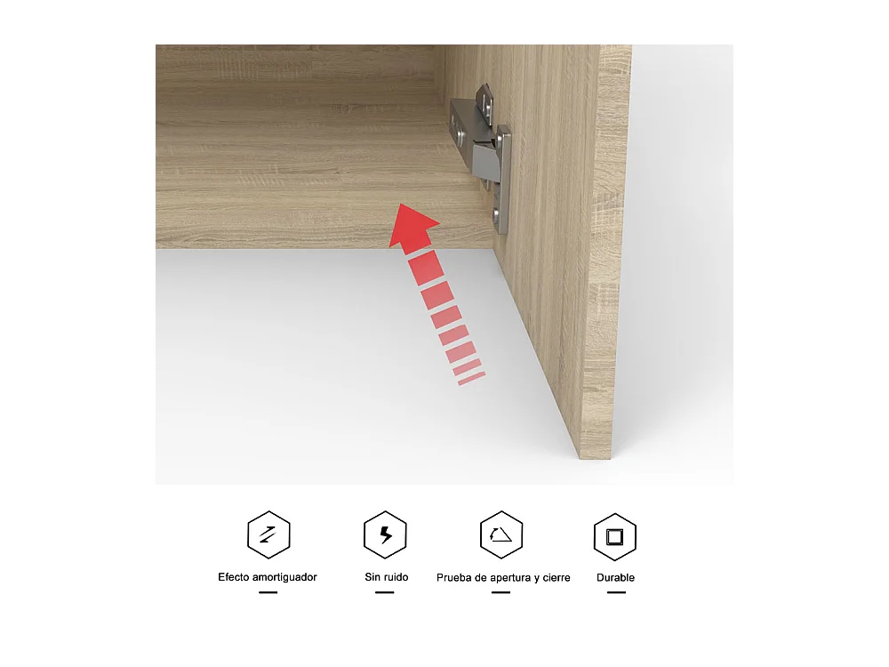 Mueble de baño flotante con lavabo, 44 x 23 x 60 cm,Color Roble,1 puerta con tirador, Muebles de Alta Calidad, AICA