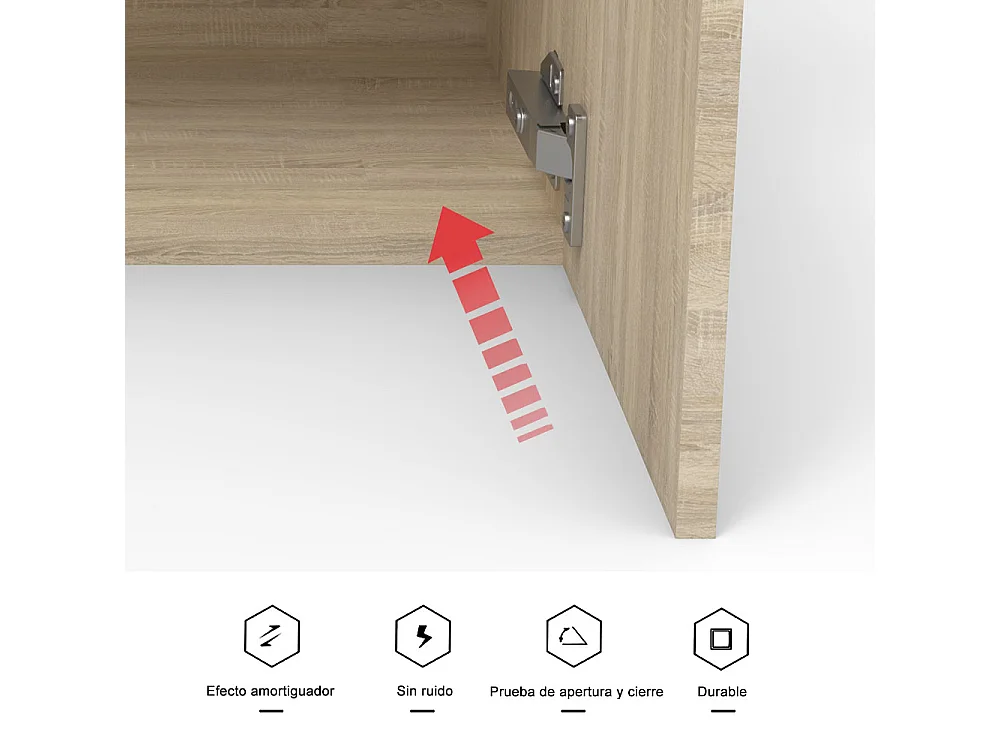 Mueble de baño flotante con lavabo, 44 x 23 x 60 cm,Color Roble,1 puerta con tirador, Muebles de Alta Calidad, AICA