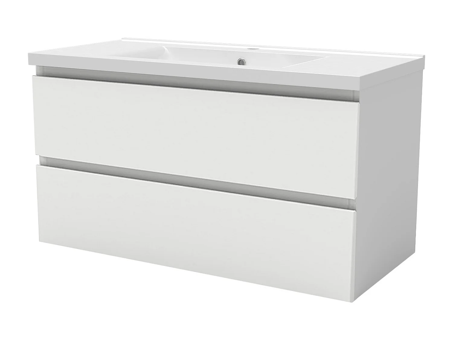 Mueble de baño flotante con lavabo, 99 x 44.5 x 52 cm, Blanco Mate,Con 2 Cajones, Muebles de Alta Calidad, AICA