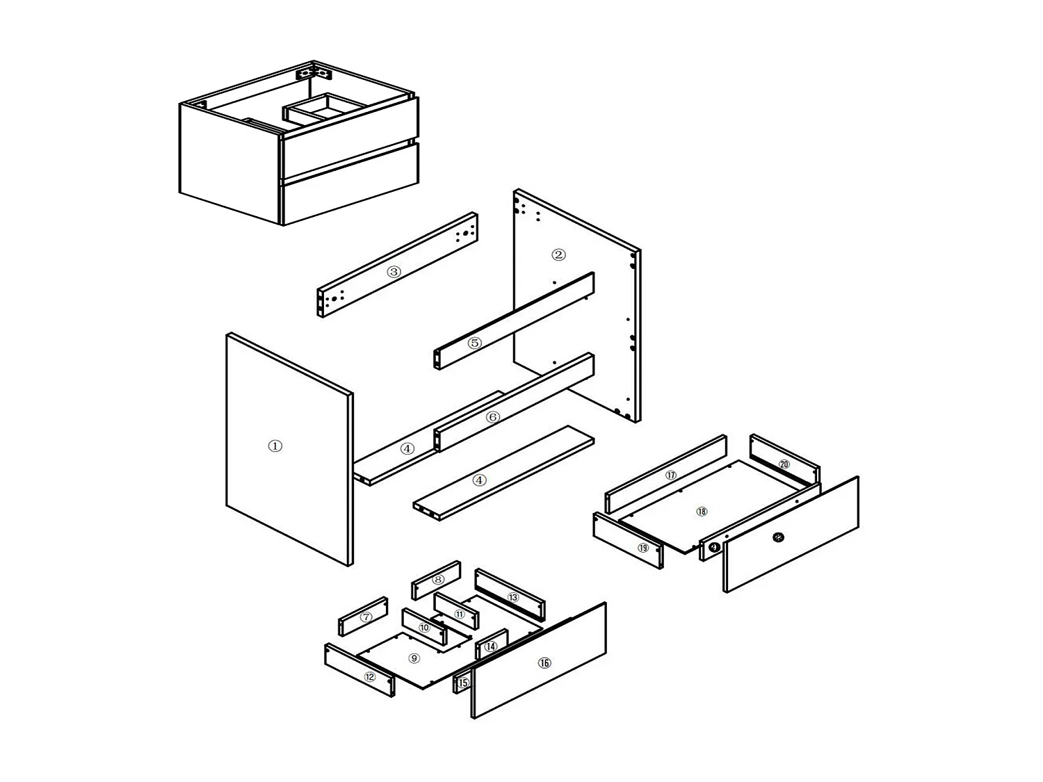 Mueble de baño flotante con lavabo, 99 x 44.5 x 52 cm, Blanco Mate,Con 2 Cajones, Muebles de Alta Calidad, AICA