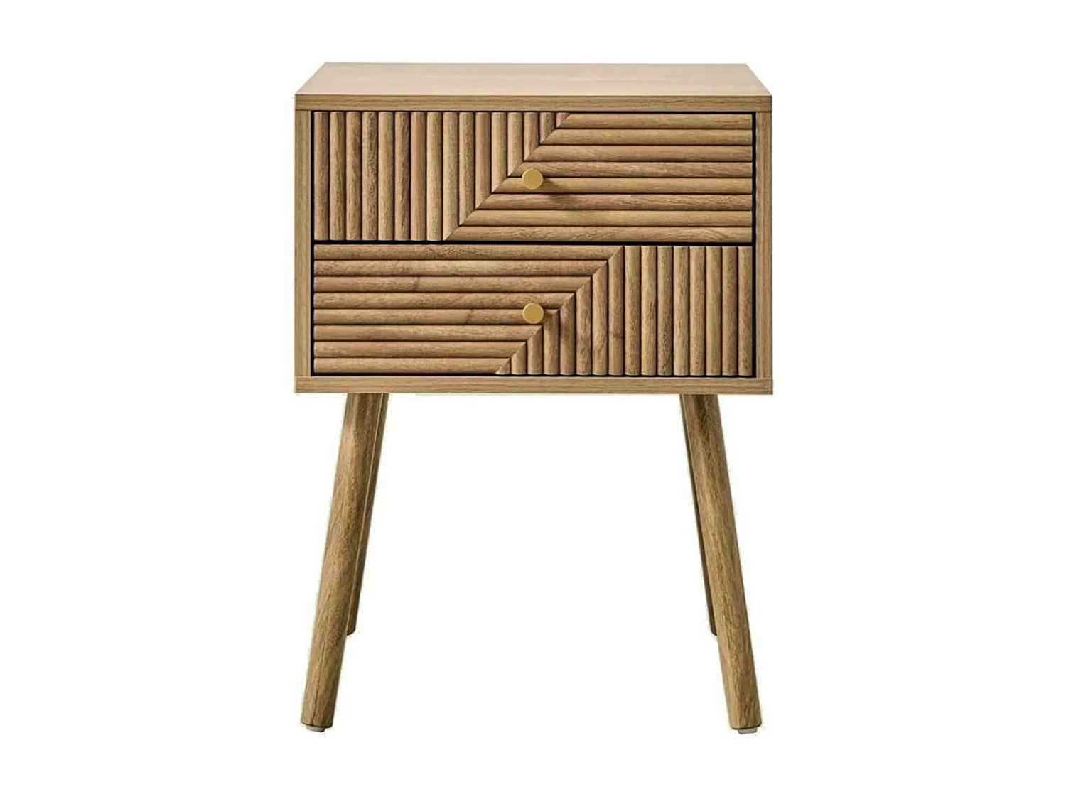 Chevet 2 tiroirs avec façades lamellées EDEN