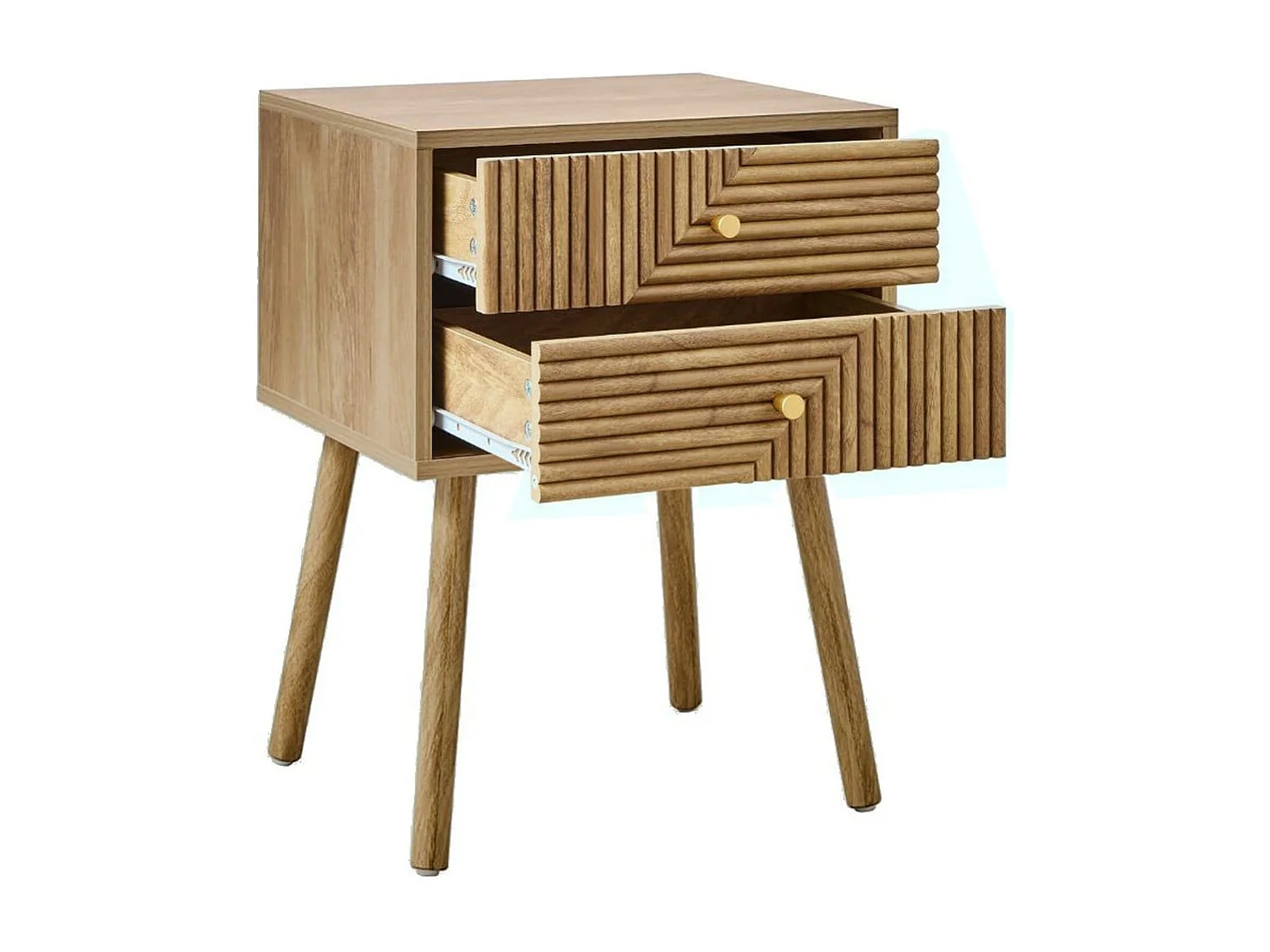 Chevet 2 tiroirs avec façades lamellées EDEN