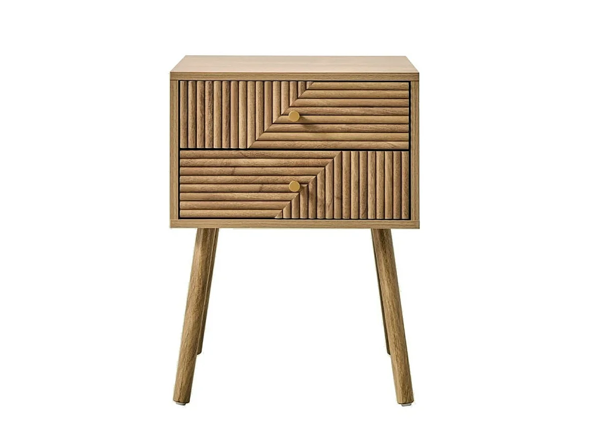 Chevet 2 tiroirs avec façades lamellées EDEN