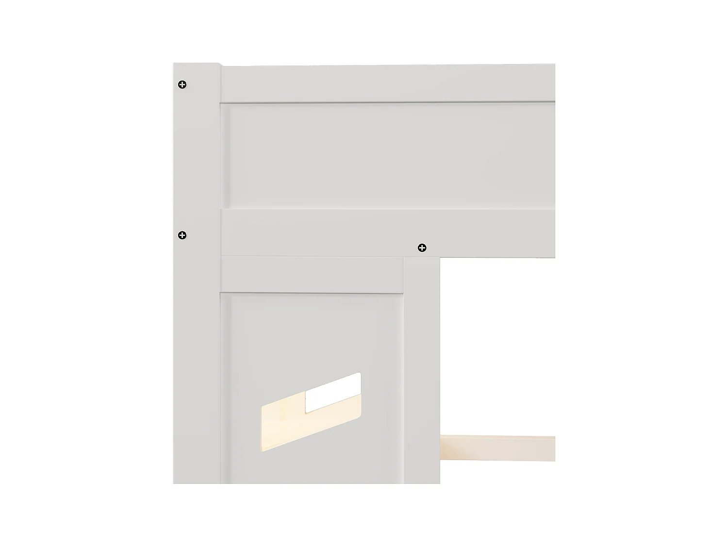 Lit mezzanine pour enfant - 90 x 200 cm - avec bureau + Leds + port USB + 2 tiroirs - bois - blanc