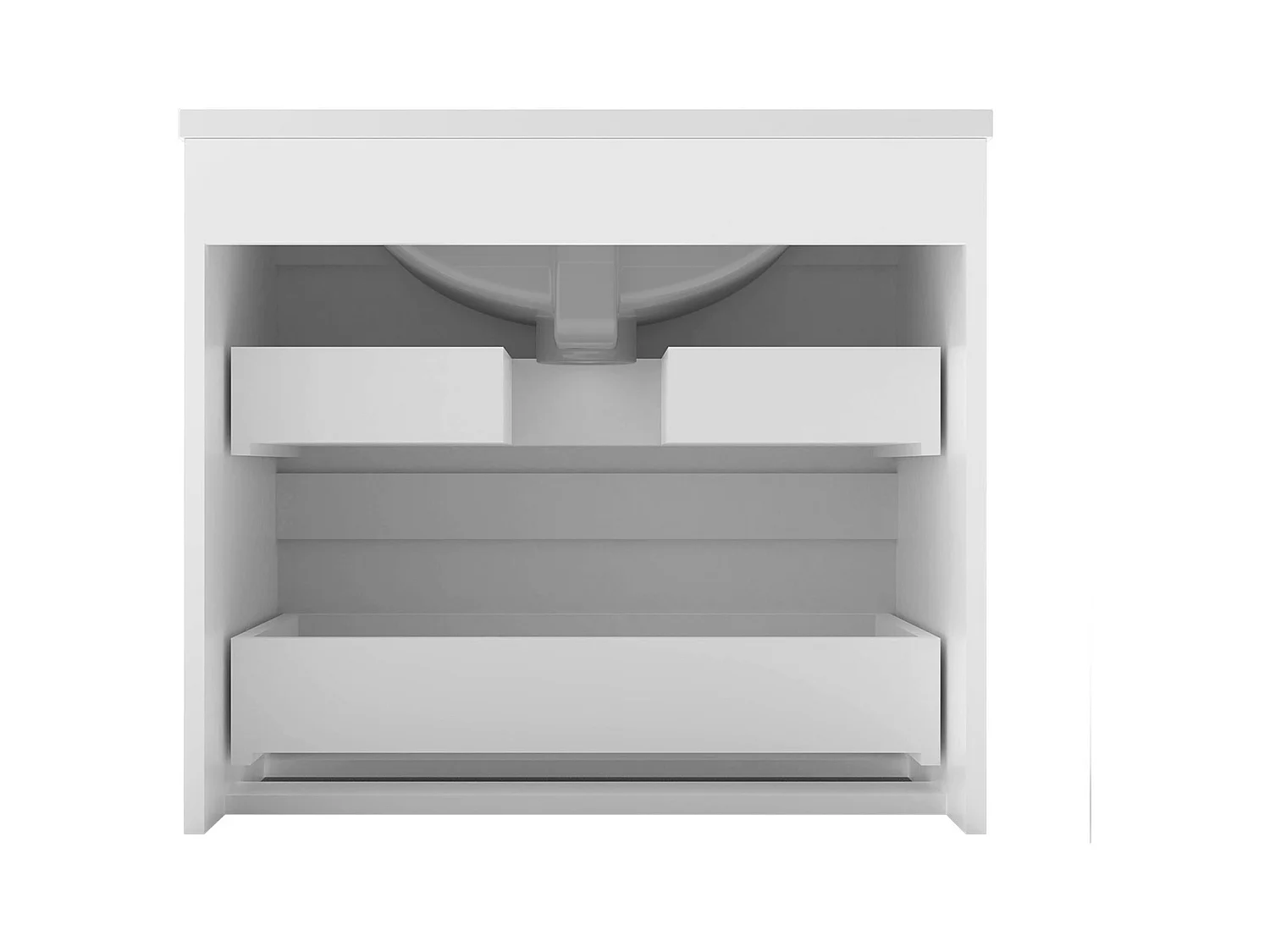 Mueble de baño flotante con lavabo, 60 x 38.5 x 52 cm, Blanco Mate,Con 2 Cajones, Muebles de Alta Calidad, AICA