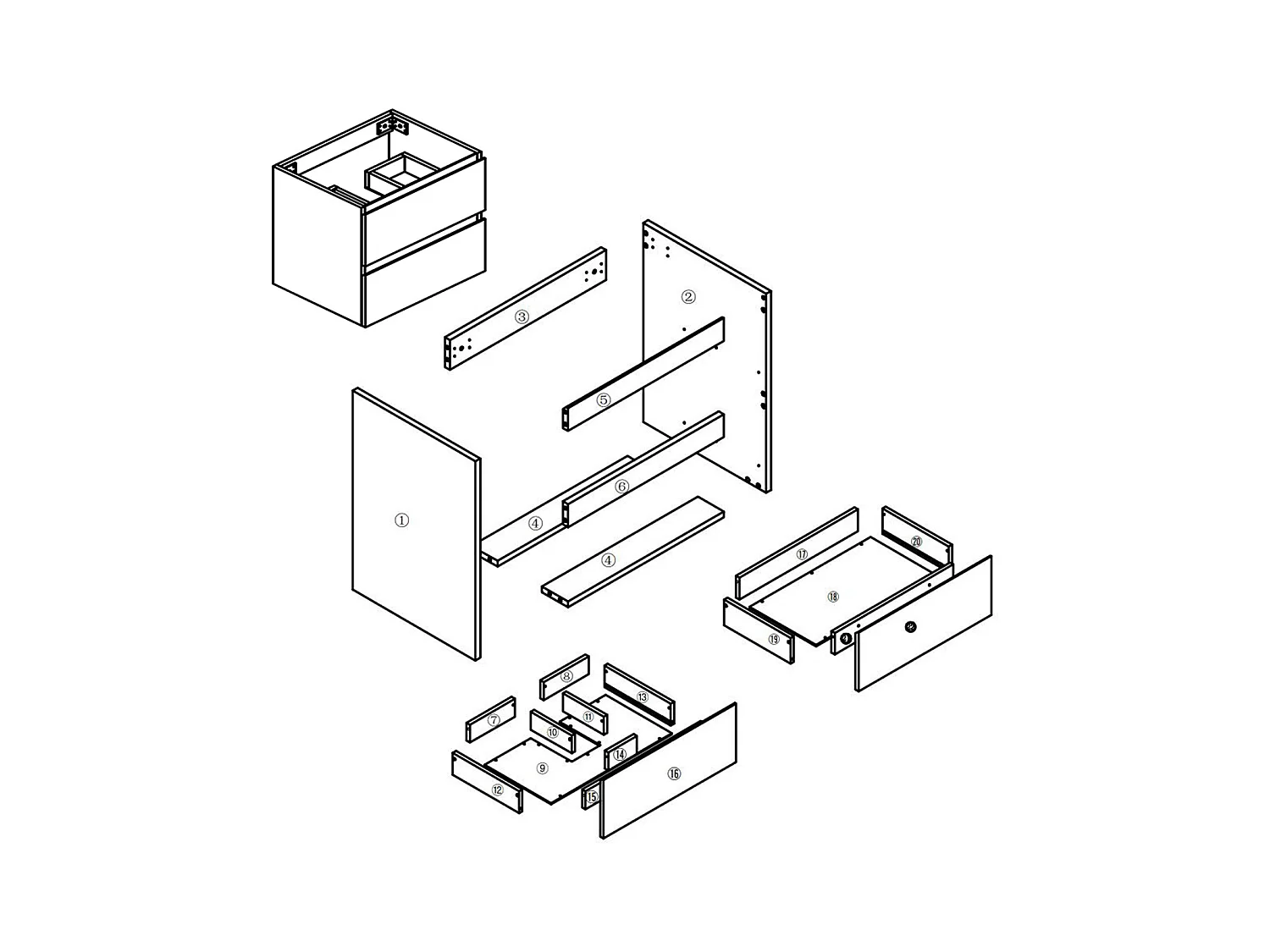 Mueble de baño flotante con lavabo, 79 x 44.5 x 52 cm, Blanco Mate,Con 2 Cajones, Muebles de Alta Calidad, AICA