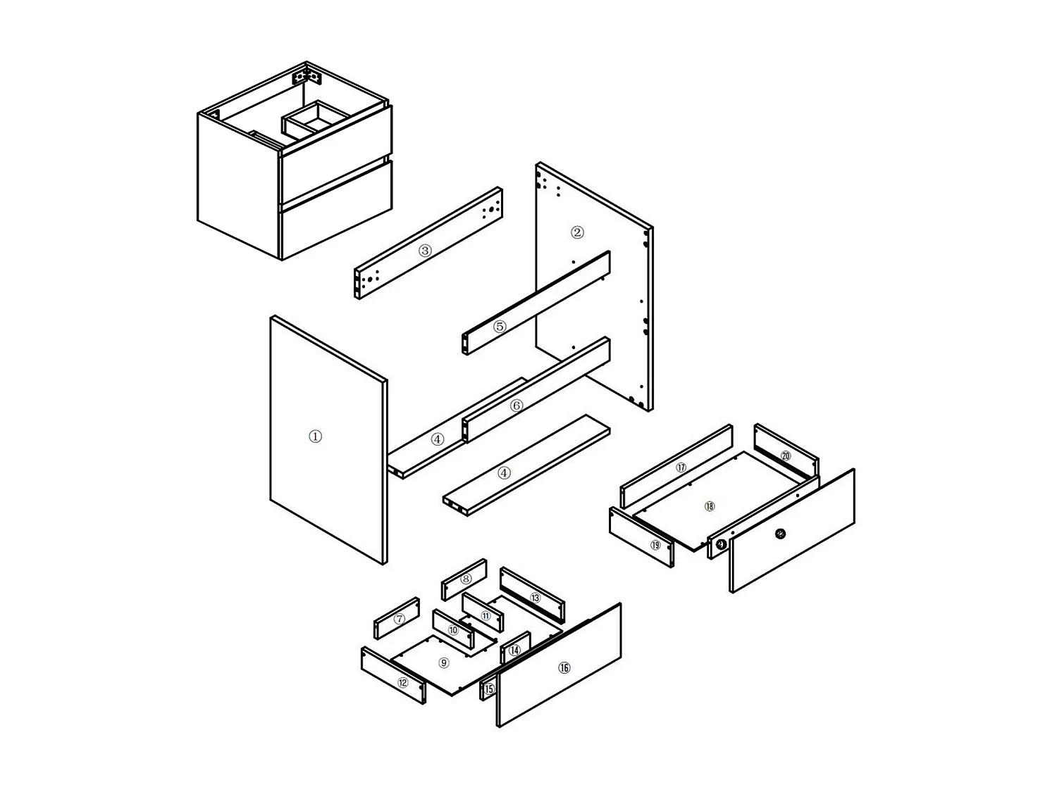 Mueble de baño flotante con lavabo, 79 x 44.5 x 52 cm, Blanco Mate,Con 2 Cajones, Muebles de Alta Calidad, AICA