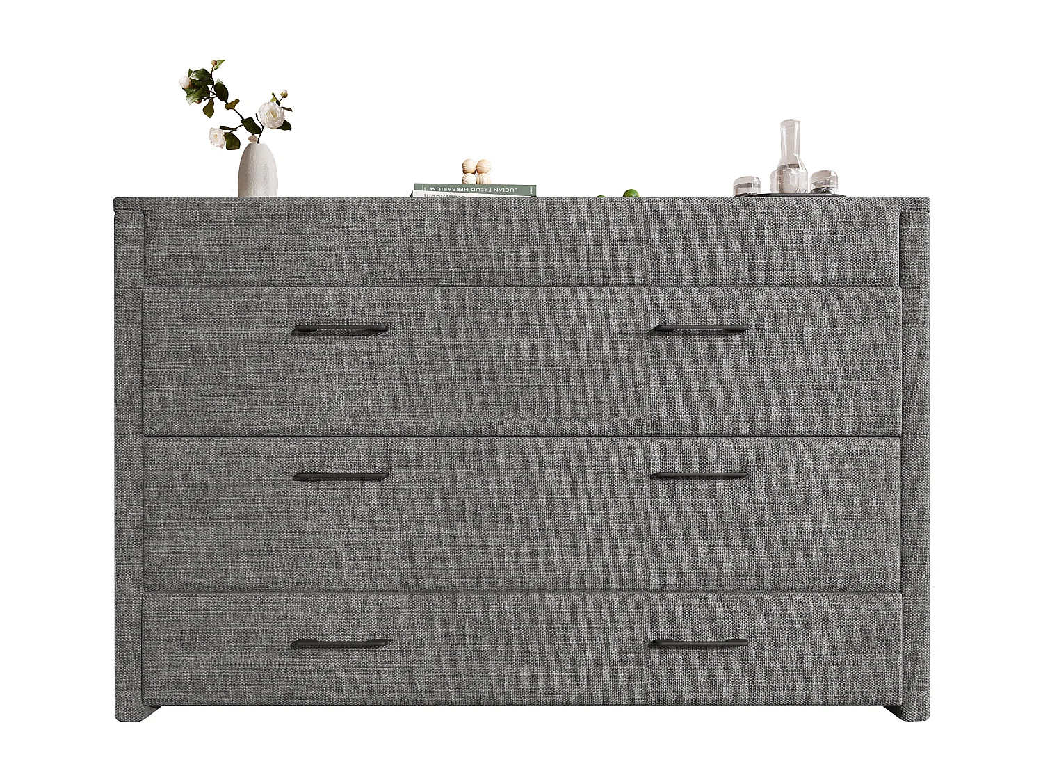 Lit escamotable mobile avec rangement - 140 x 200 cm - avec 1 tiroir + avec USB - plateforme convertible - lin - gris