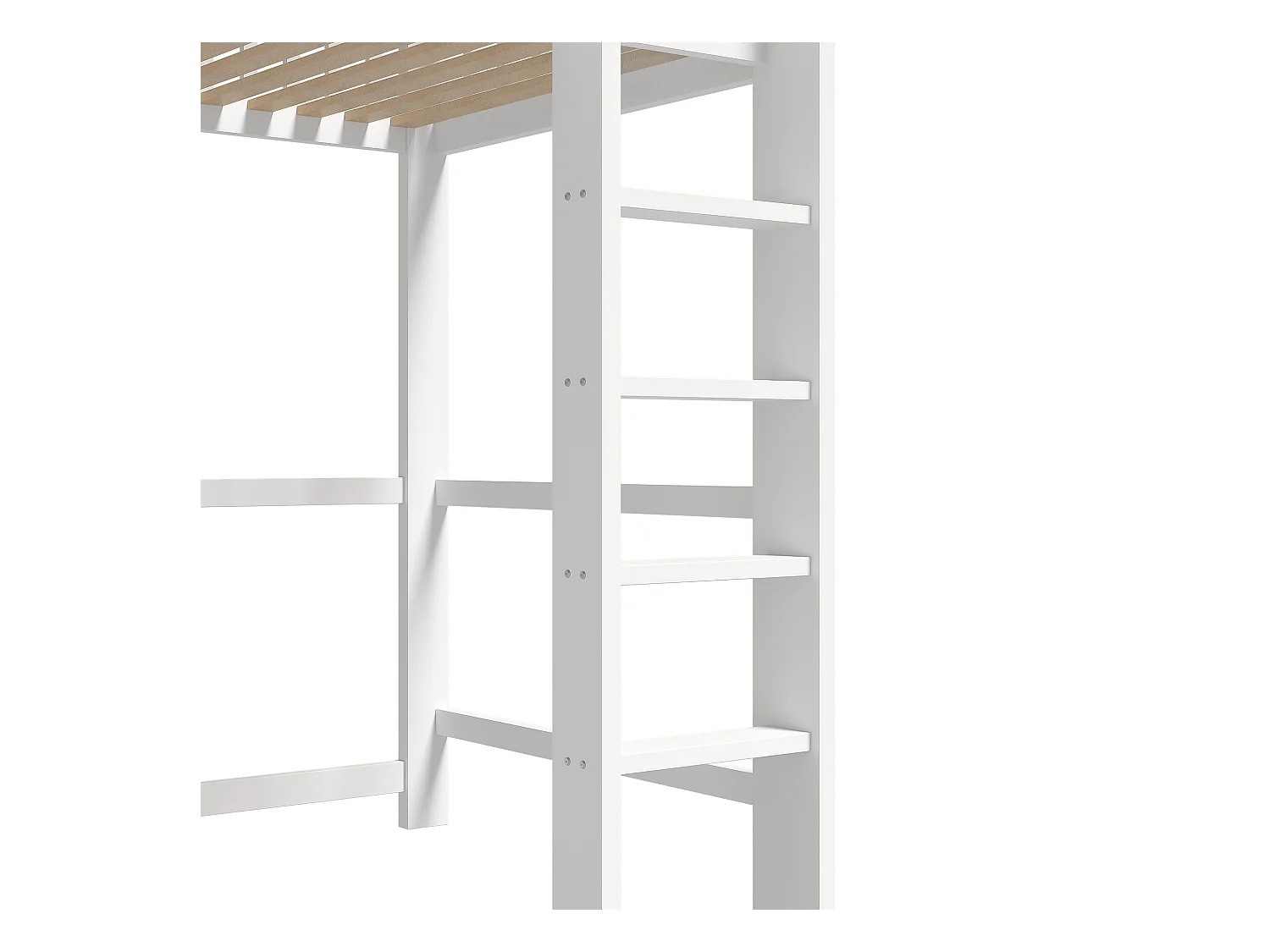 Lit mezzanine pour enfant - 90 x 200 cm - avec étagère de rangements + bureau + 3 tiroirs - bois - blanc