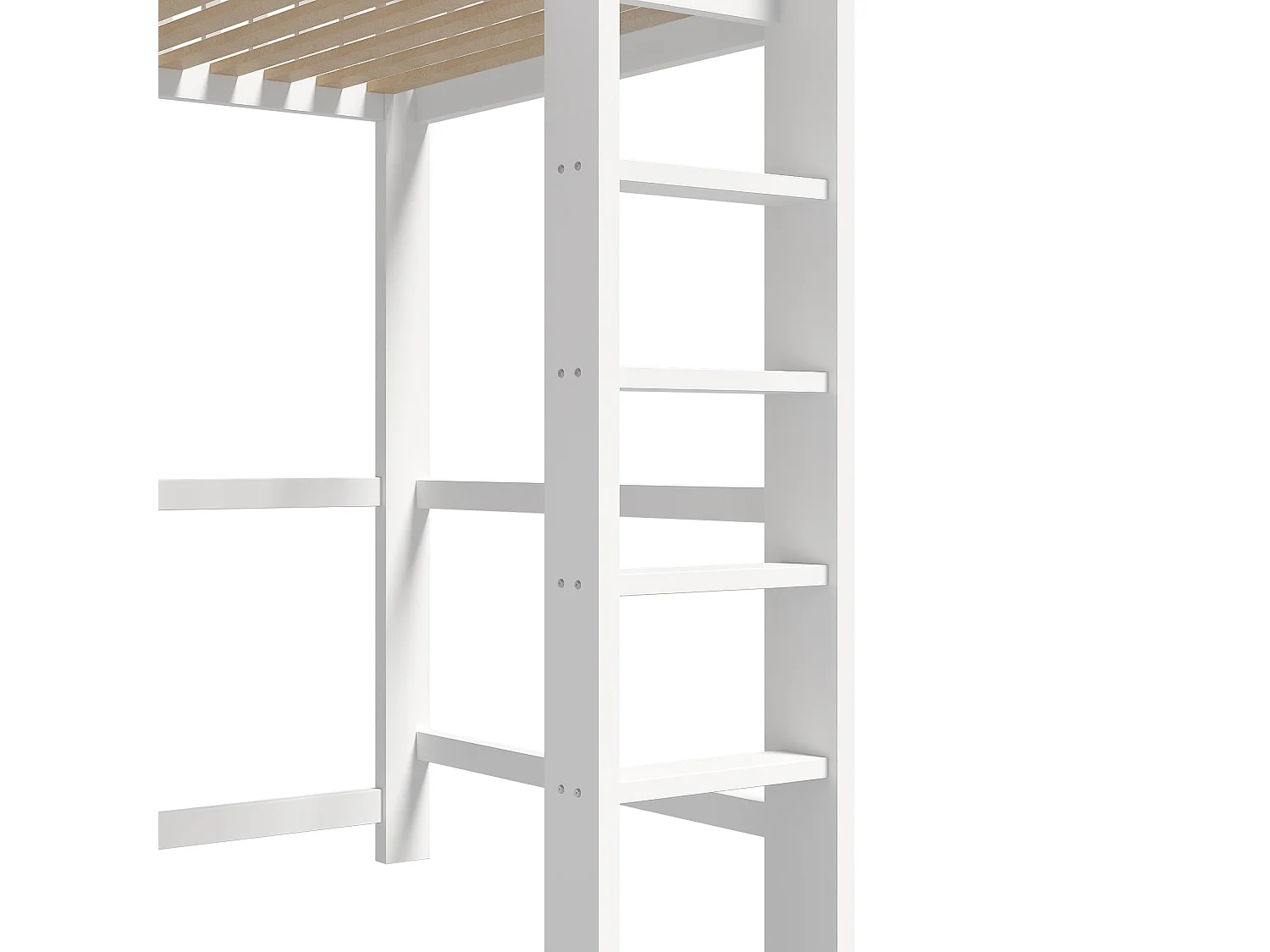 Lit mezzanine pour enfant - 90 x 200 cm - avec étagère de rangements + bureau + 3 tiroirs - bois - blanc