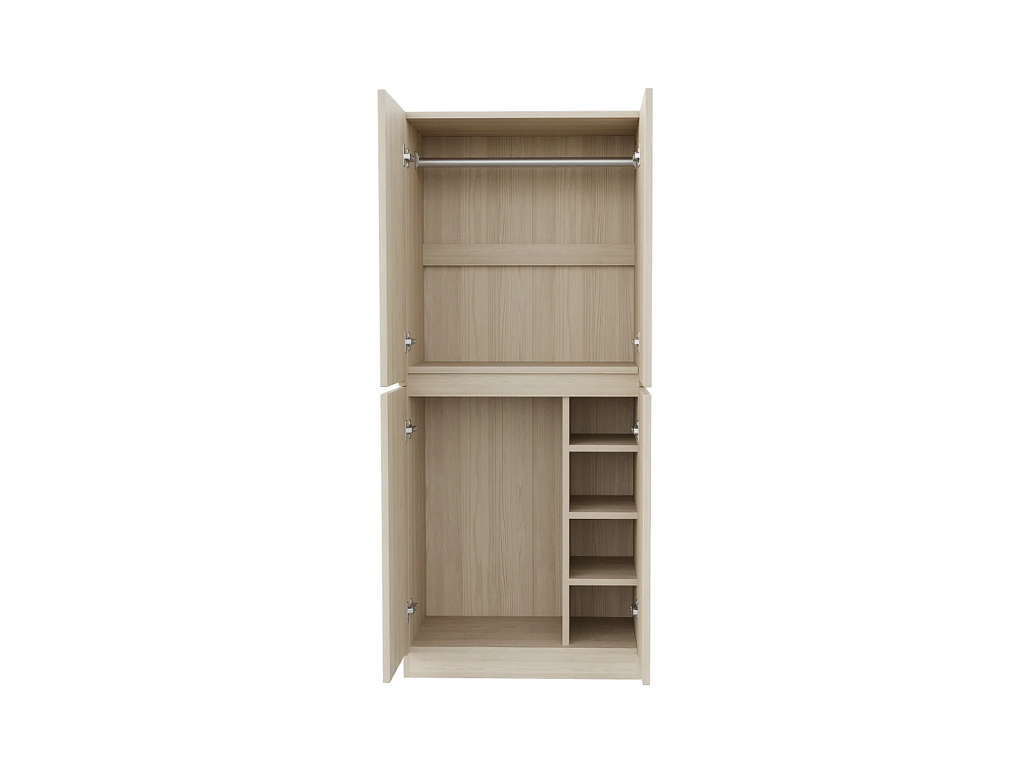 Armoire 70 x 40 x 170 cm - modèle à 2 portes avec compartiment de rangement - bois - naturel