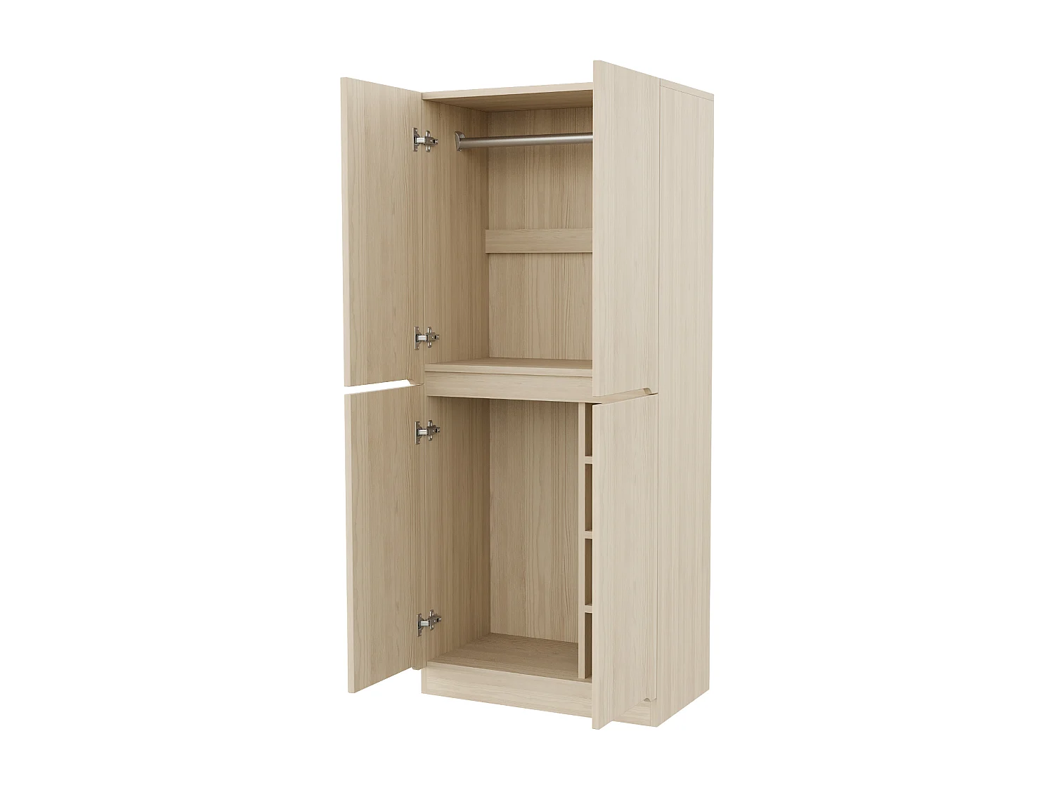 Armoire 70 x 40 x 170 cm - modèle à 2 portes avec compartiment de rangement - bois - naturel