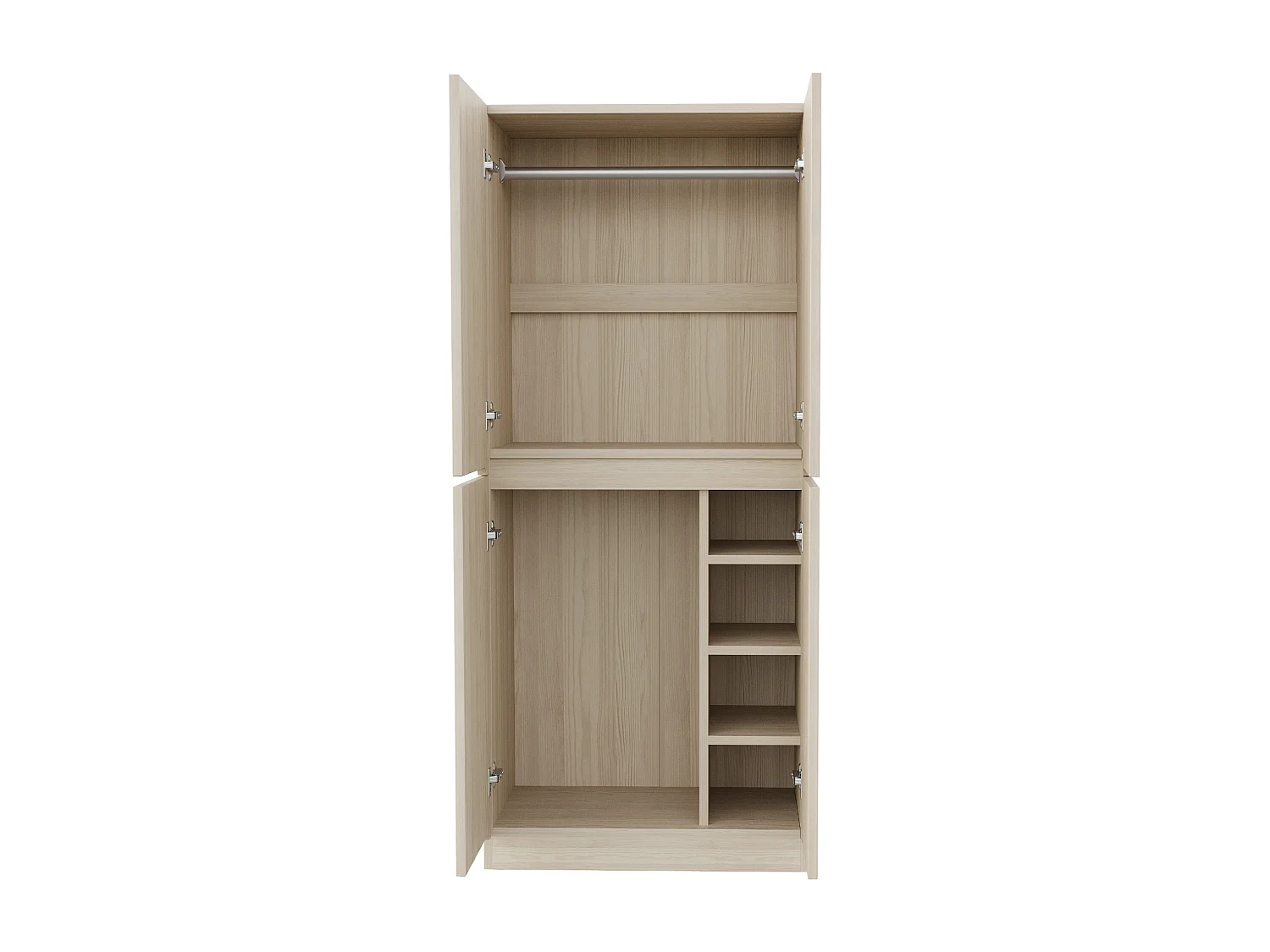 Armoire 70 x 40 x 170 cm - modèle à 2 portes avec compartiment de rangement - bois - naturel