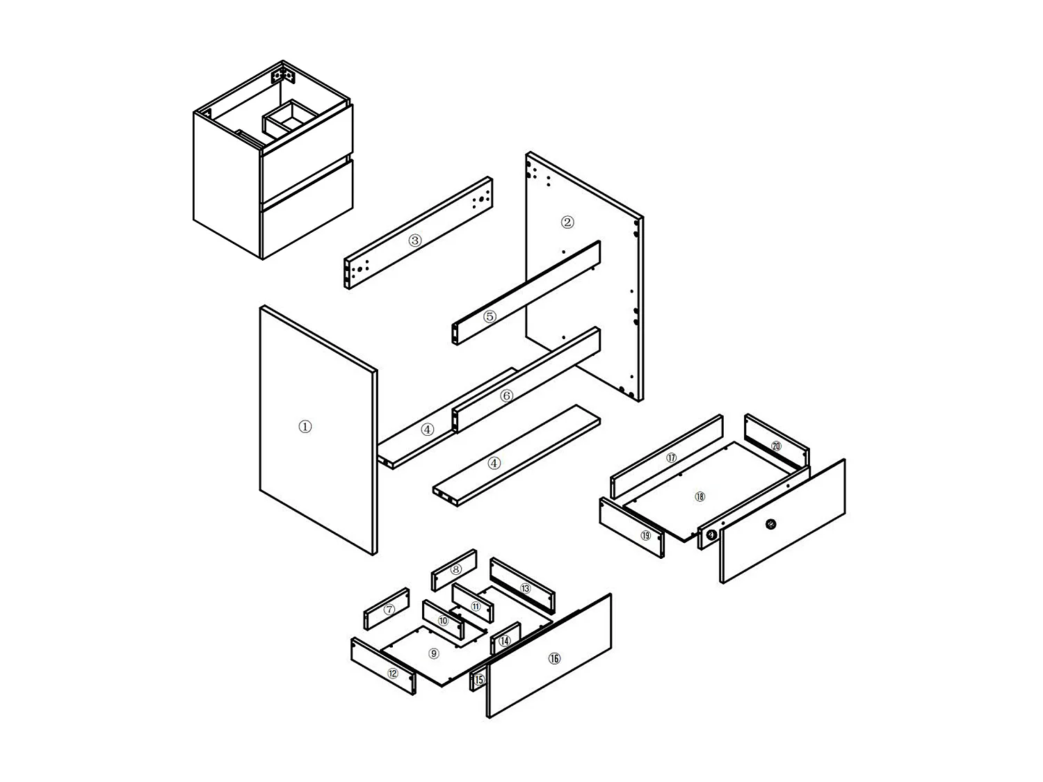 Mueble de baño flotante con lavabo, 50 x 38.5 x 52 cm,Color Roble,Con 2 Cajones, Muebles de Alta Calidad, AICA