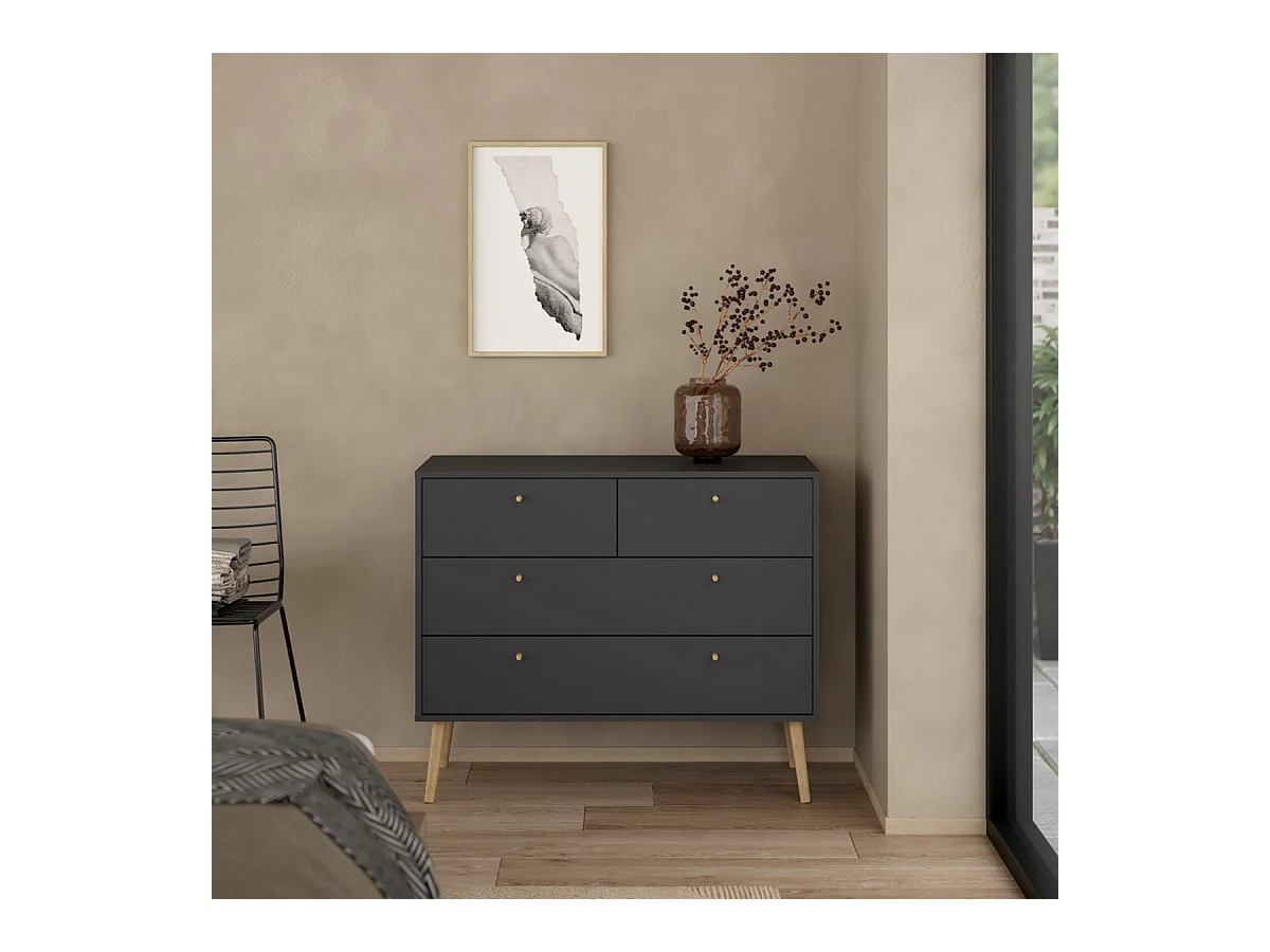 Commode 4 tiroirs avec pieds en bois L98,7 cm - TARP