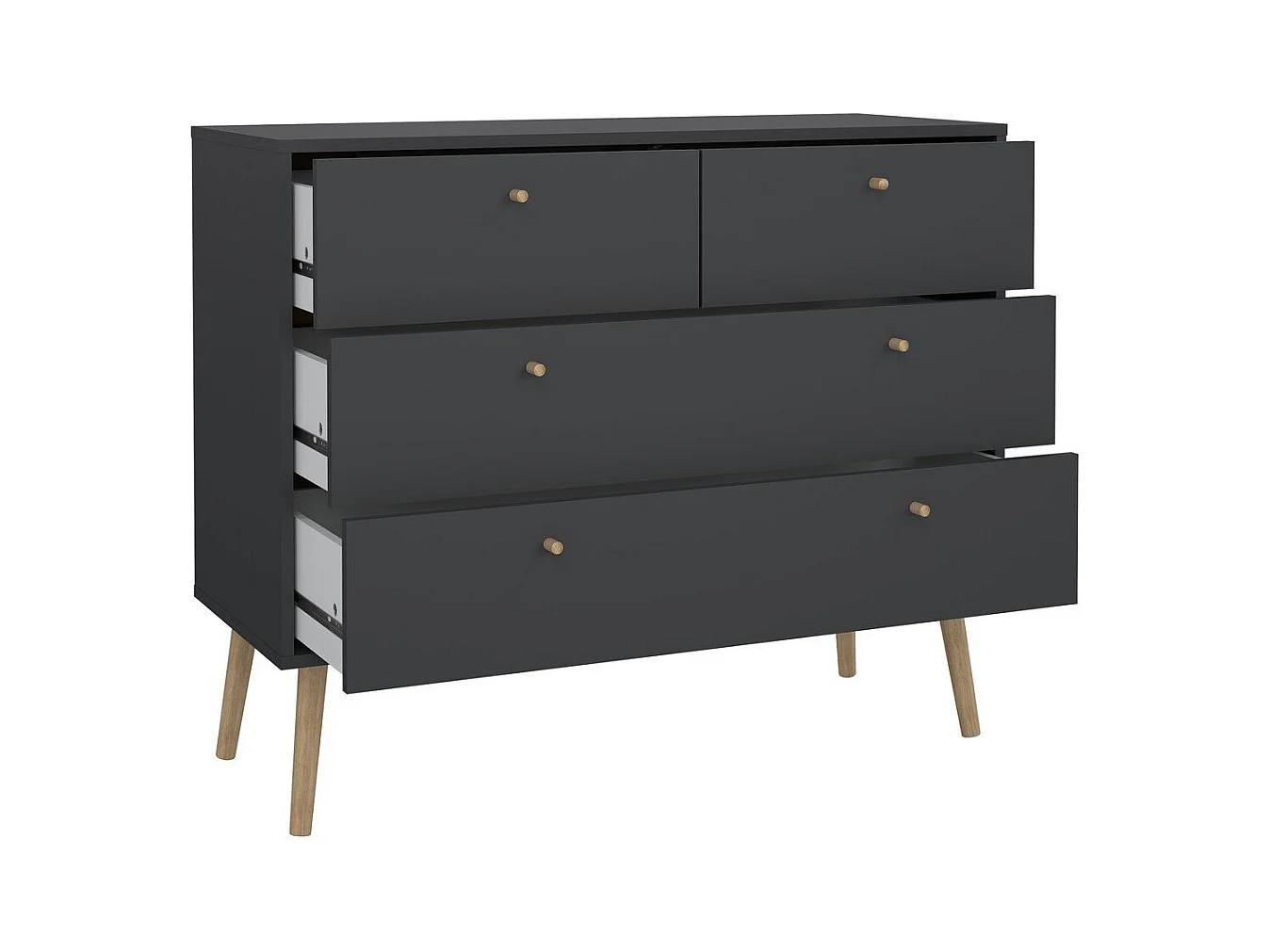 Commode 4 tiroirs avec pieds en bois L98,7 cm - TARP