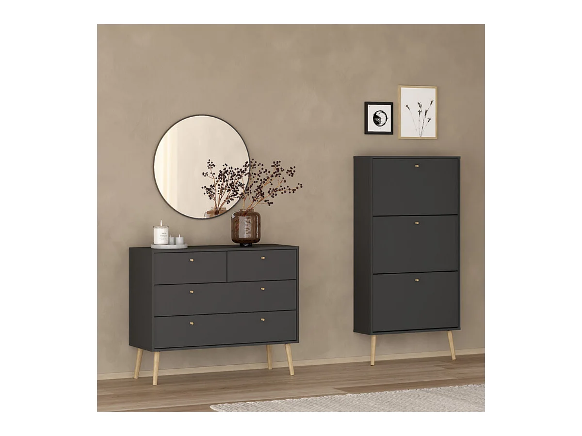 Commode 4 tiroirs avec pieds en bois L98,7 cm - TARP