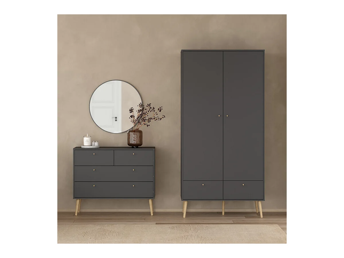 Commode 4 tiroirs avec pieds en bois L98,7 cm - TARP