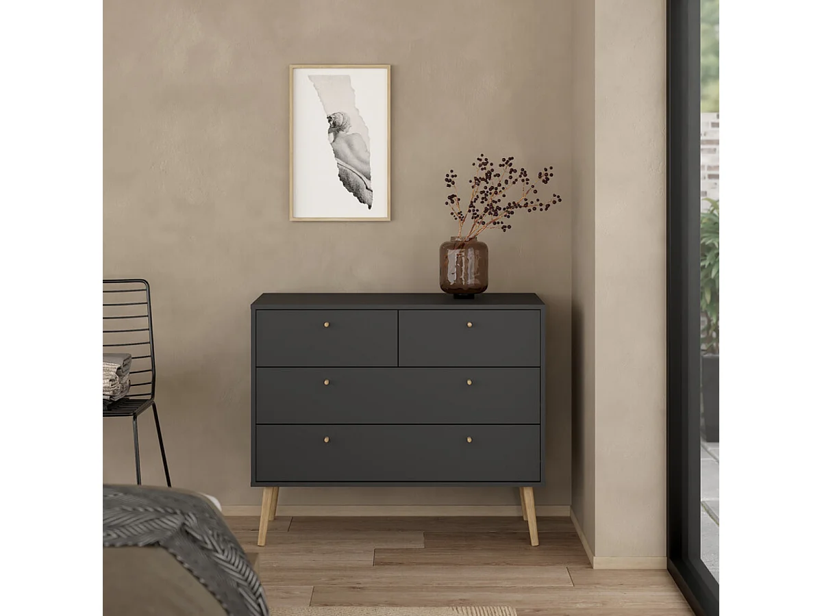 Commode 4 tiroirs avec pieds en bois L98,7 cm - TARP