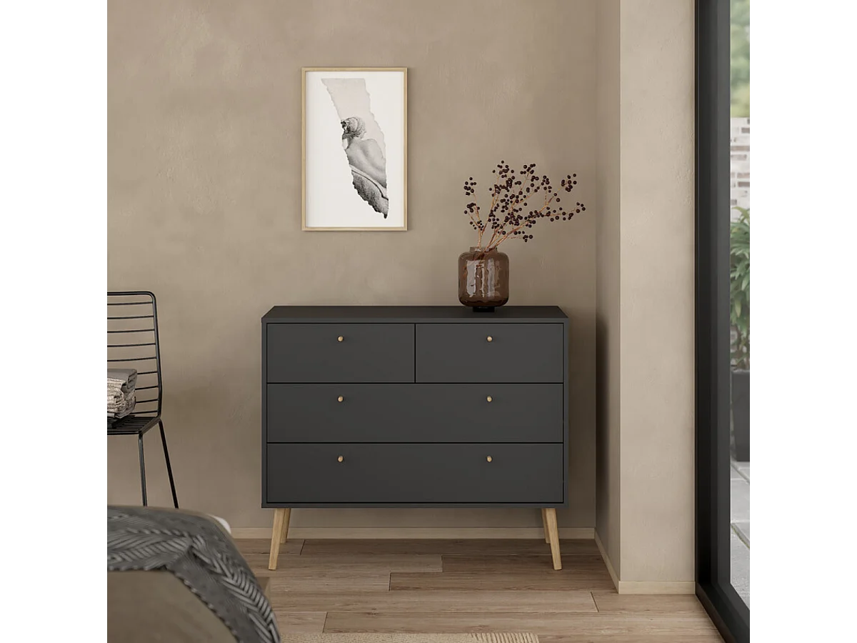 Commode 4 tiroirs avec pieds en bois L98,7 cm - TARP