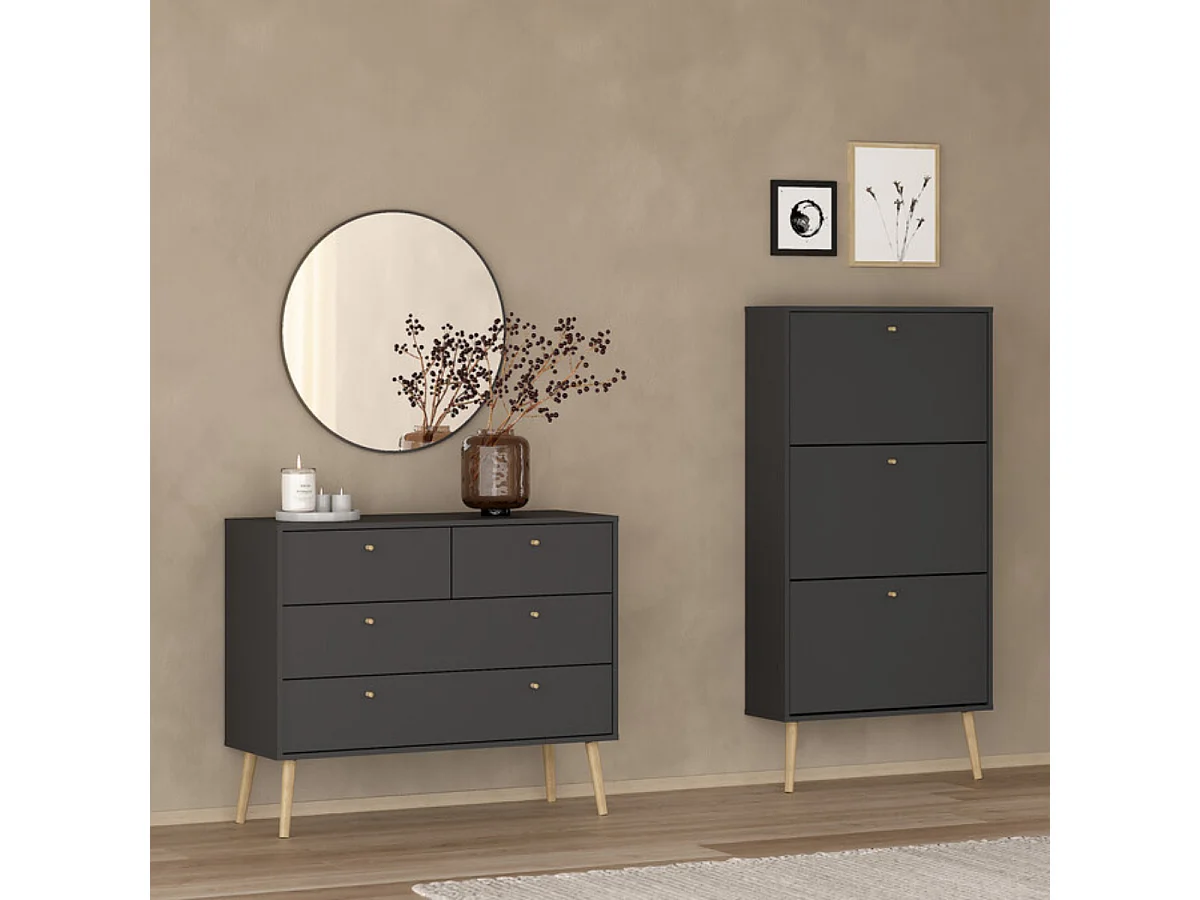 Commode 4 tiroirs avec pieds en bois L98,7 cm - TARP