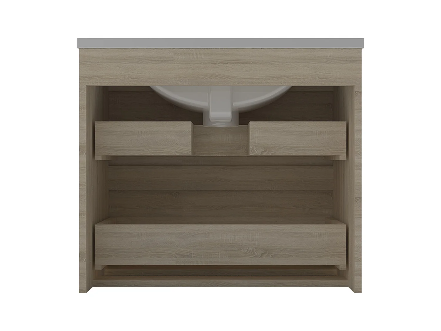 Mueble de baño flotante con lavabo, 60 x 38.5 x 52 cm,Color Roble,Con 2 Cajones, Muebles de Alta Calidad, AICA