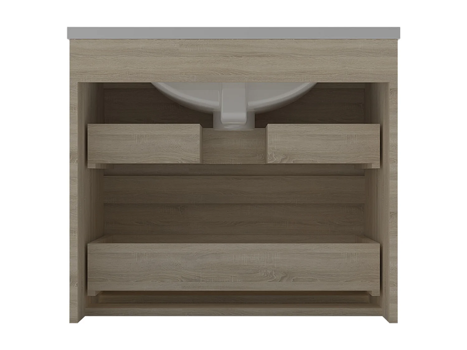 Mueble de baño flotante con lavabo, 60 x 38.5 x 52 cm,Color Roble,Con 2 Cajones, Muebles de Alta Calidad, AICA