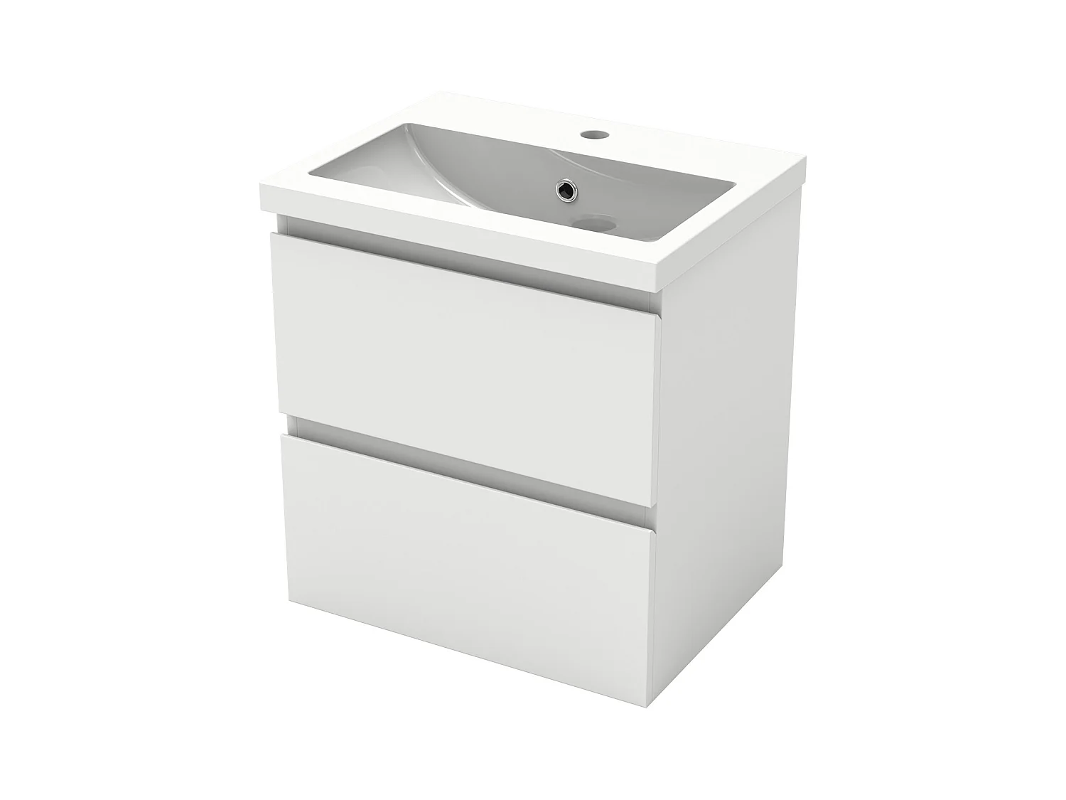 Mueble de baño flotante con lavabo, 50 x 38.5 x 52 cm, Blanco Mate,Con 2 Cajones, Muebles de Alta Calidad, AICA