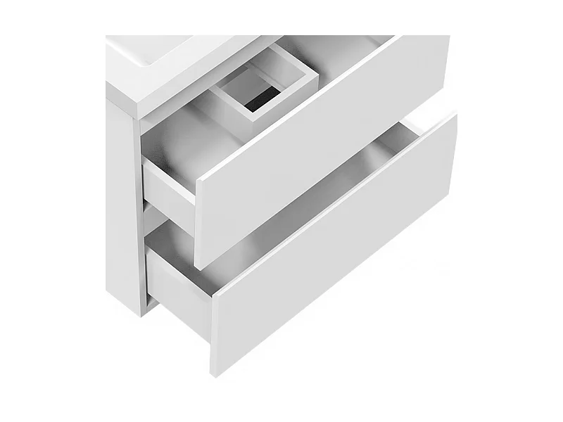 Mueble de baño flotante con lavabo, 50 x 38.5 x 52 cm, Blanco Mate,Con 2 Cajones, Muebles de Alta Calidad, AICA