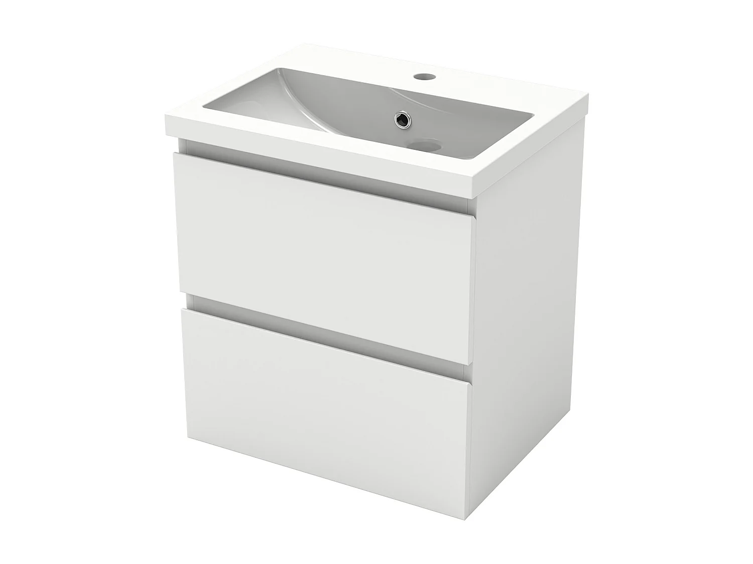 Mueble de baño flotante con lavabo, 50 x 38.5 x 52 cm, Blanco Mate,Con 2 Cajones, Muebles de Alta Calidad, AICA
