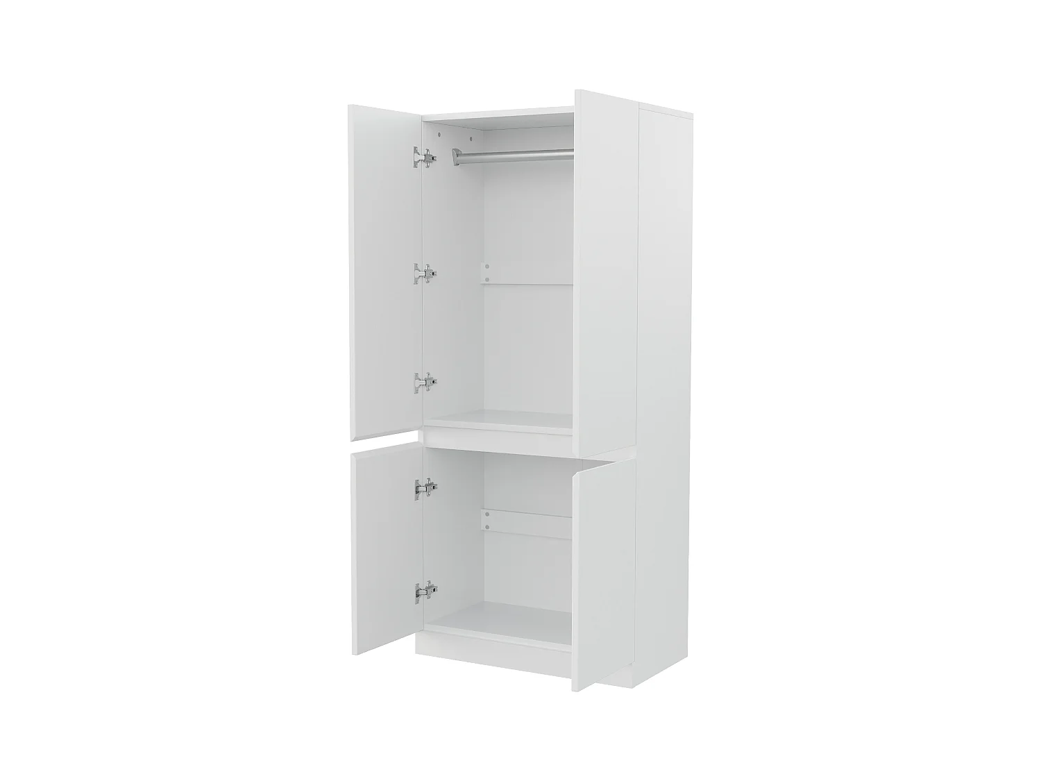 Armoire à 2 portes avec compartiment de rangement - 70 x 40 x 170 cm - bois - blanc