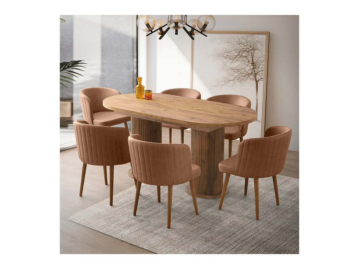 Table à manger extensible de 180 à 216 cm décor noyer - GUSTO