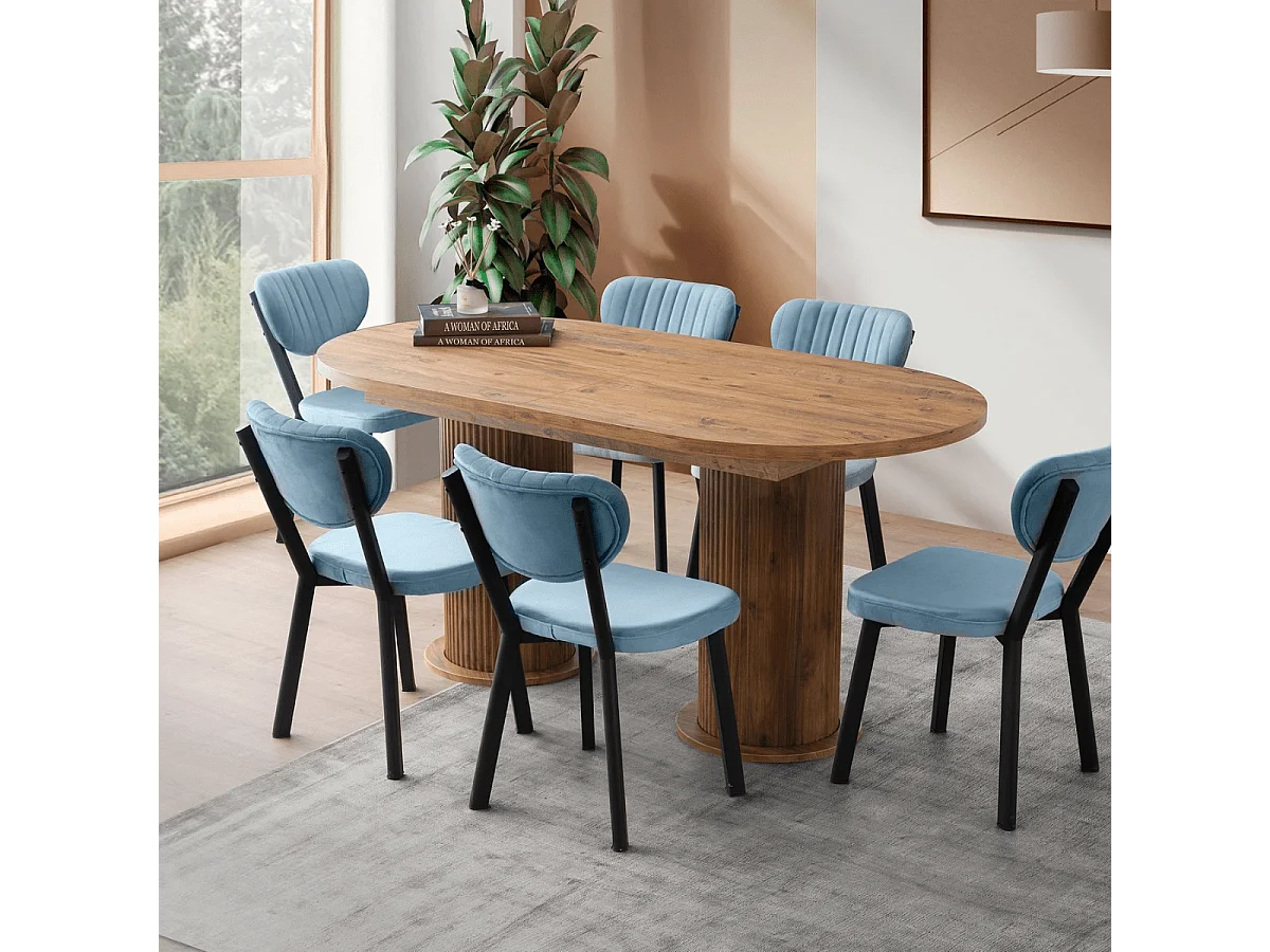 Esstisch ausziehbar von 180 bis 216 cm in Nussbaum-Dekor - GUSTO