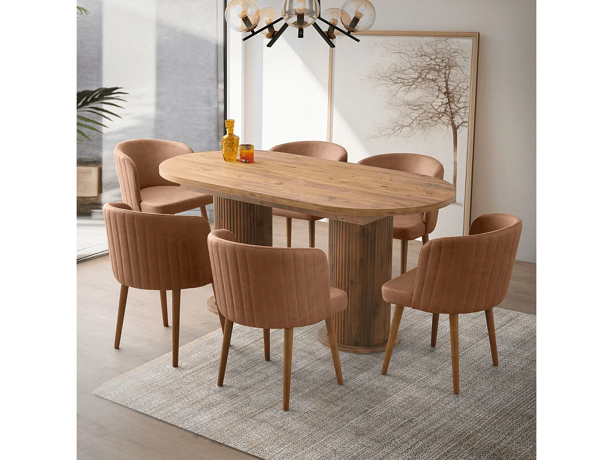 Table à manger extensible de 180 à 216 cm décor noyer - GUSTO