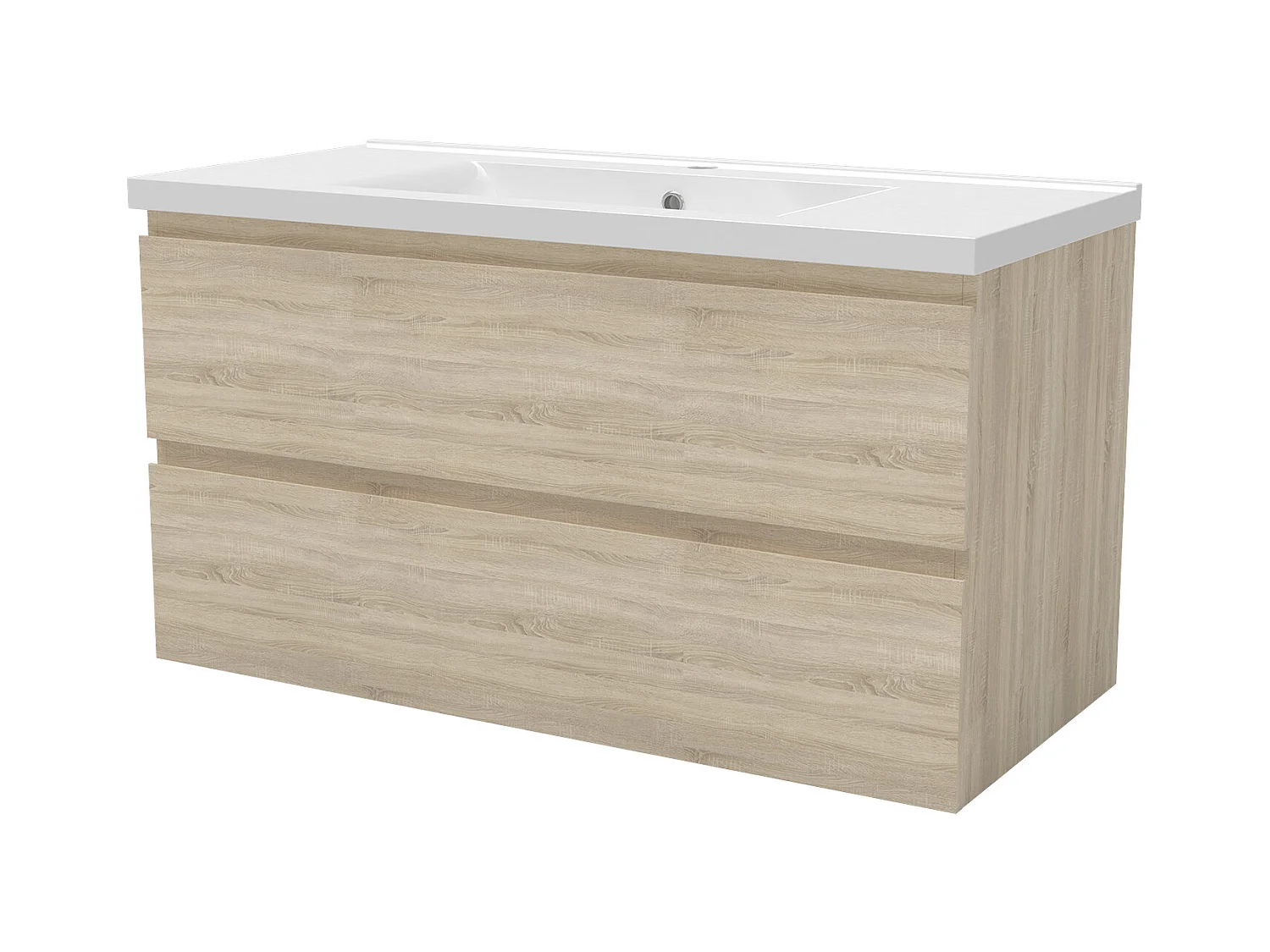 Mueble de baño flotante con lavabo, 99 x 44.5 x 52 cm,Color Roble,Con 2 Cajones, Muebles de Alta Calidad, AICA