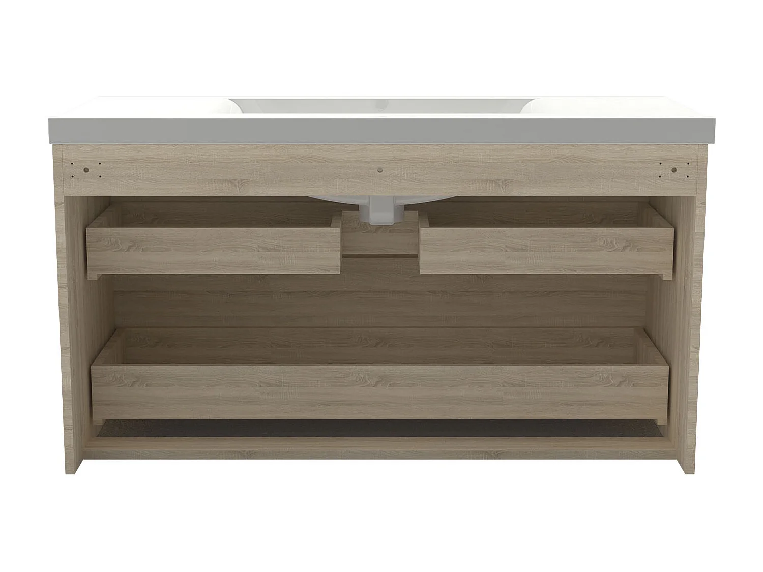 Mueble de baño flotante con lavabo, 99 x 44.5 x 52 cm,Color Roble,Con 2 Cajones, Muebles de Alta Calidad, AICA