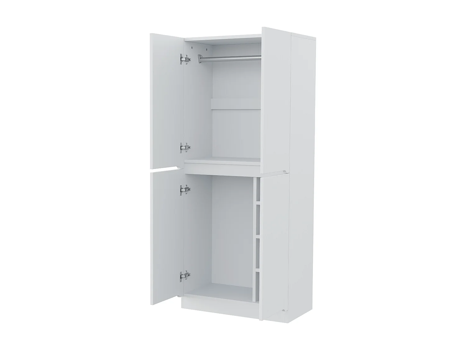 Armoire 70 x 40 x 170 cm - modèle à 2 portes avec compartiment de rangement - bois - blanc