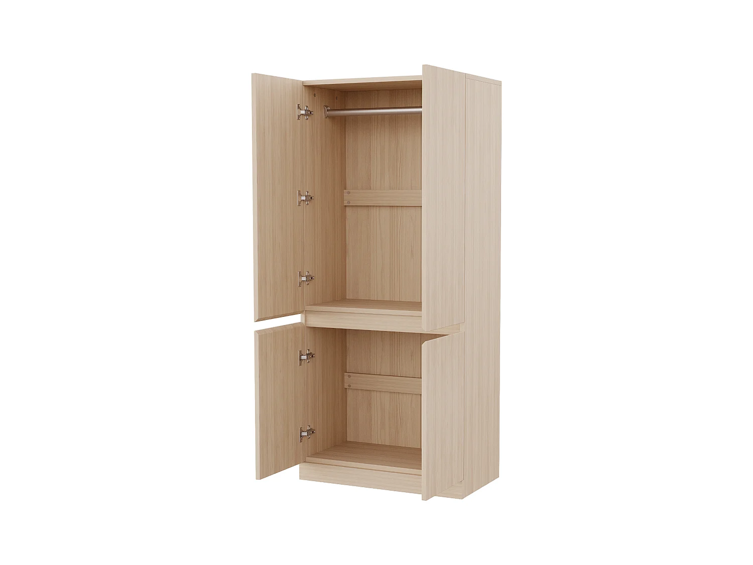 Armoire à 2 portes avec compartiment de rangement - 70 x 40 x 170 cm - bois - naturel