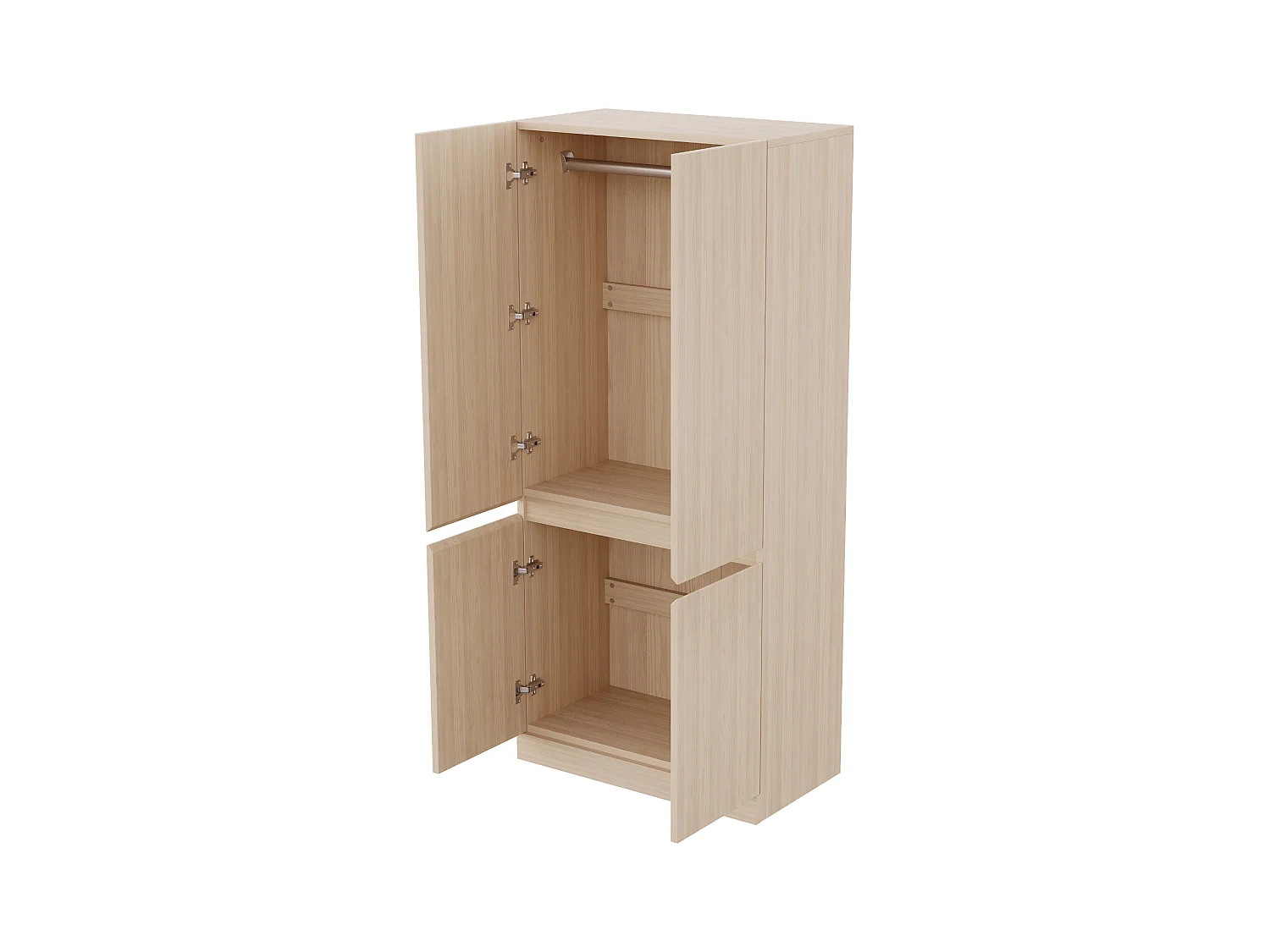 Armoire à 2 portes avec compartiment de rangement - 70 x 40 x 170 cm - bois - naturel