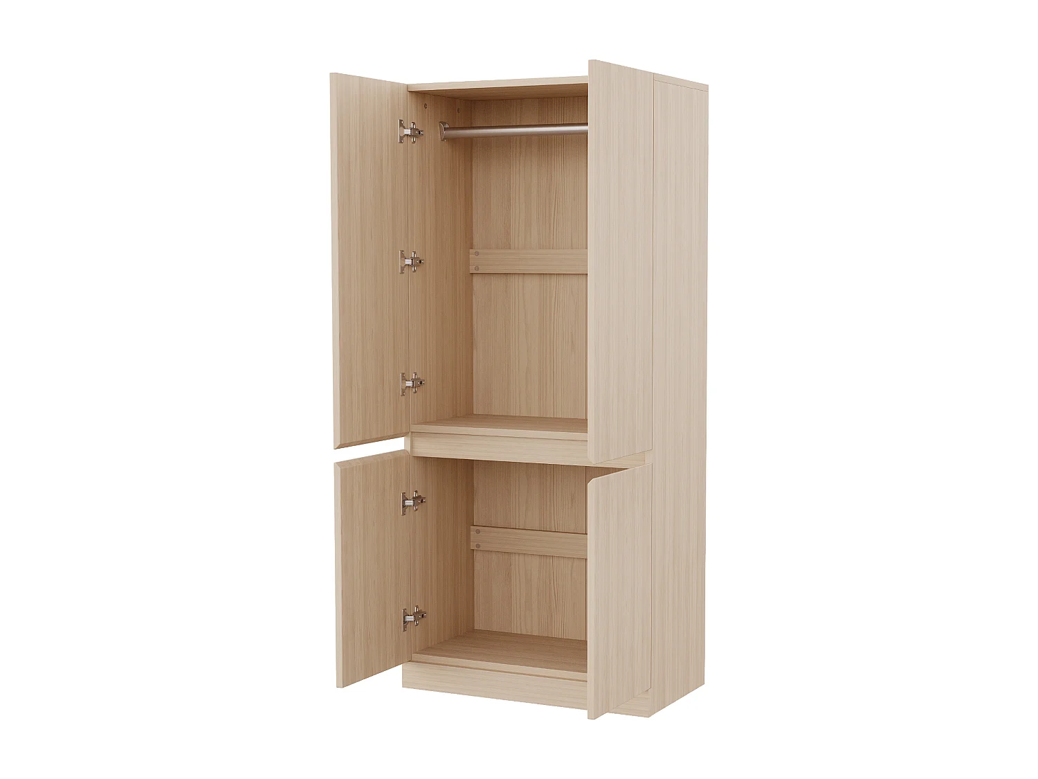 Armoire à 2 portes avec compartiment de rangement - 70 x 40 x 170 cm - bois - naturel