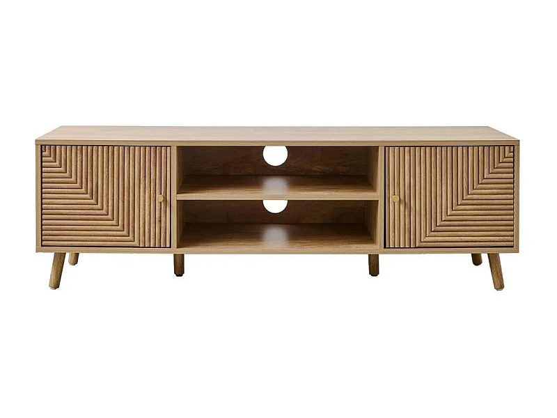 Meuble TV 2 portes avec façades lamellées EDEN