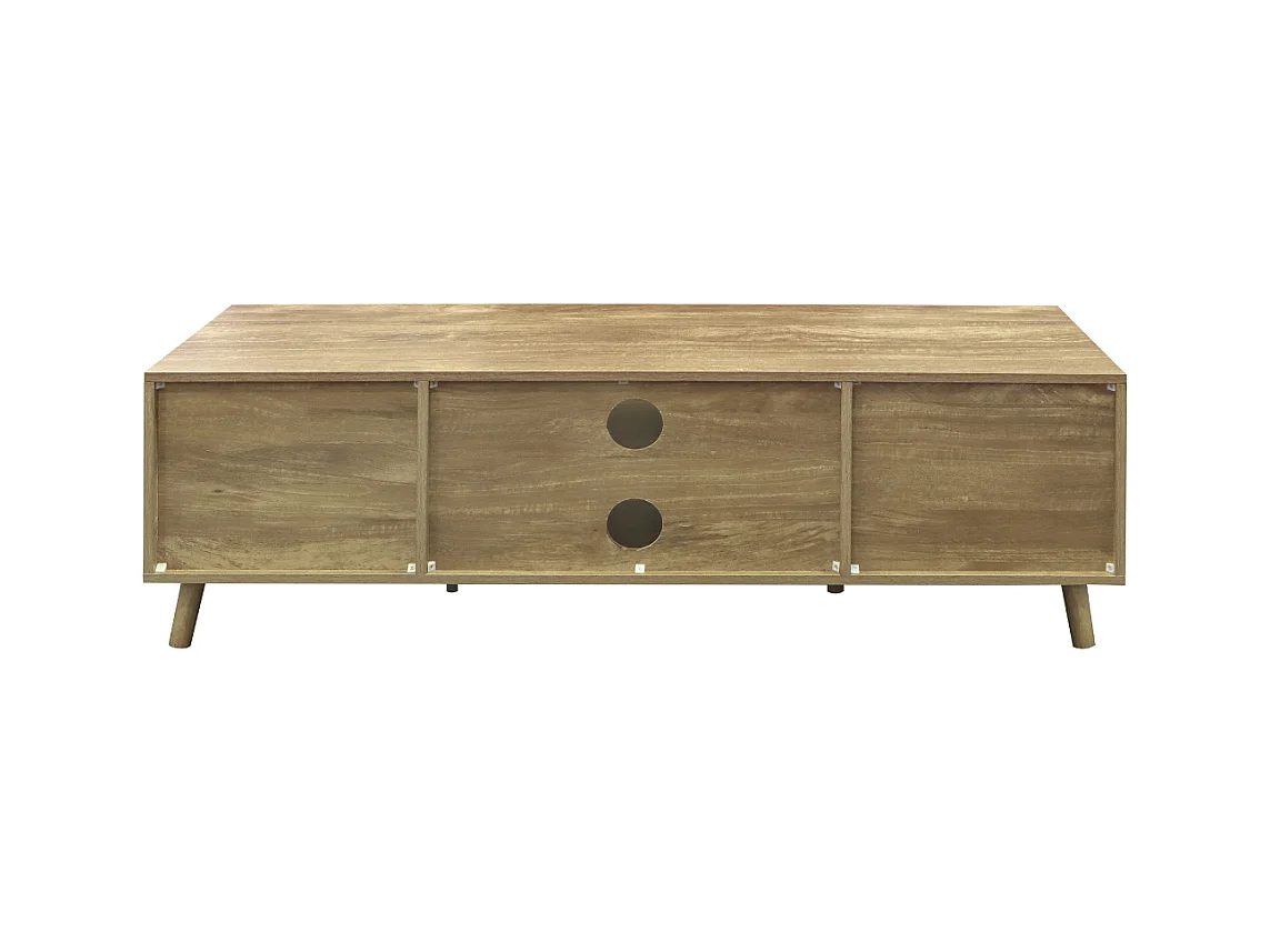 Meuble TV 2 portes avec façades lamellées EDEN