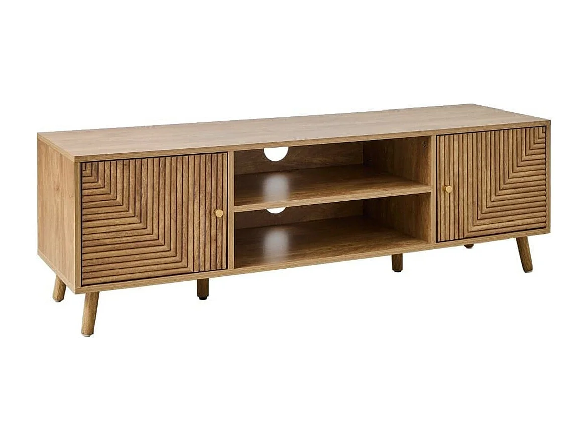 Mobile TV 2 ante con frontali effetto doghe a L, L140 cm - EDEN