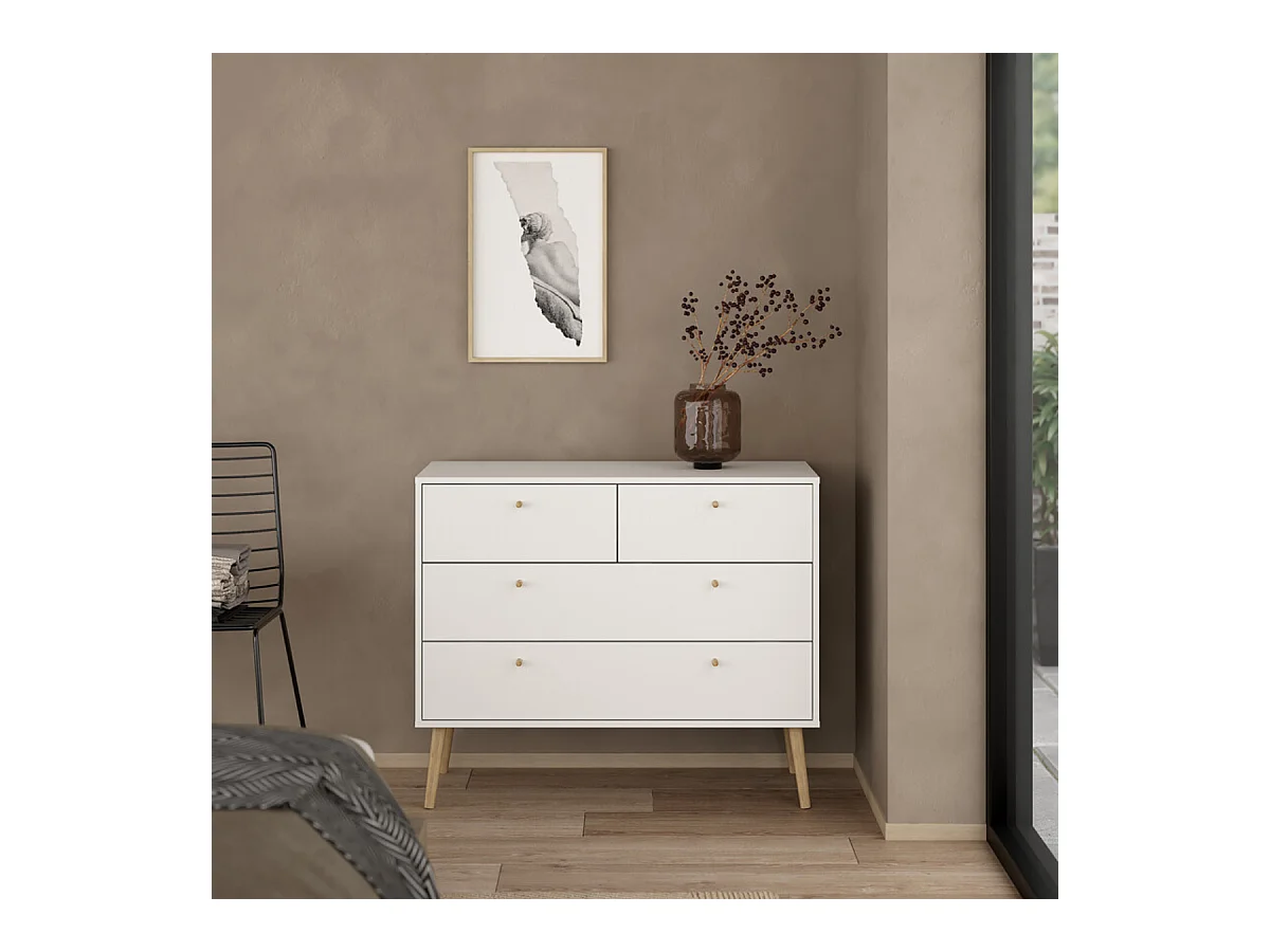 Commode 4 tiroirs avec pieds en bois L98,7 cm - TARP