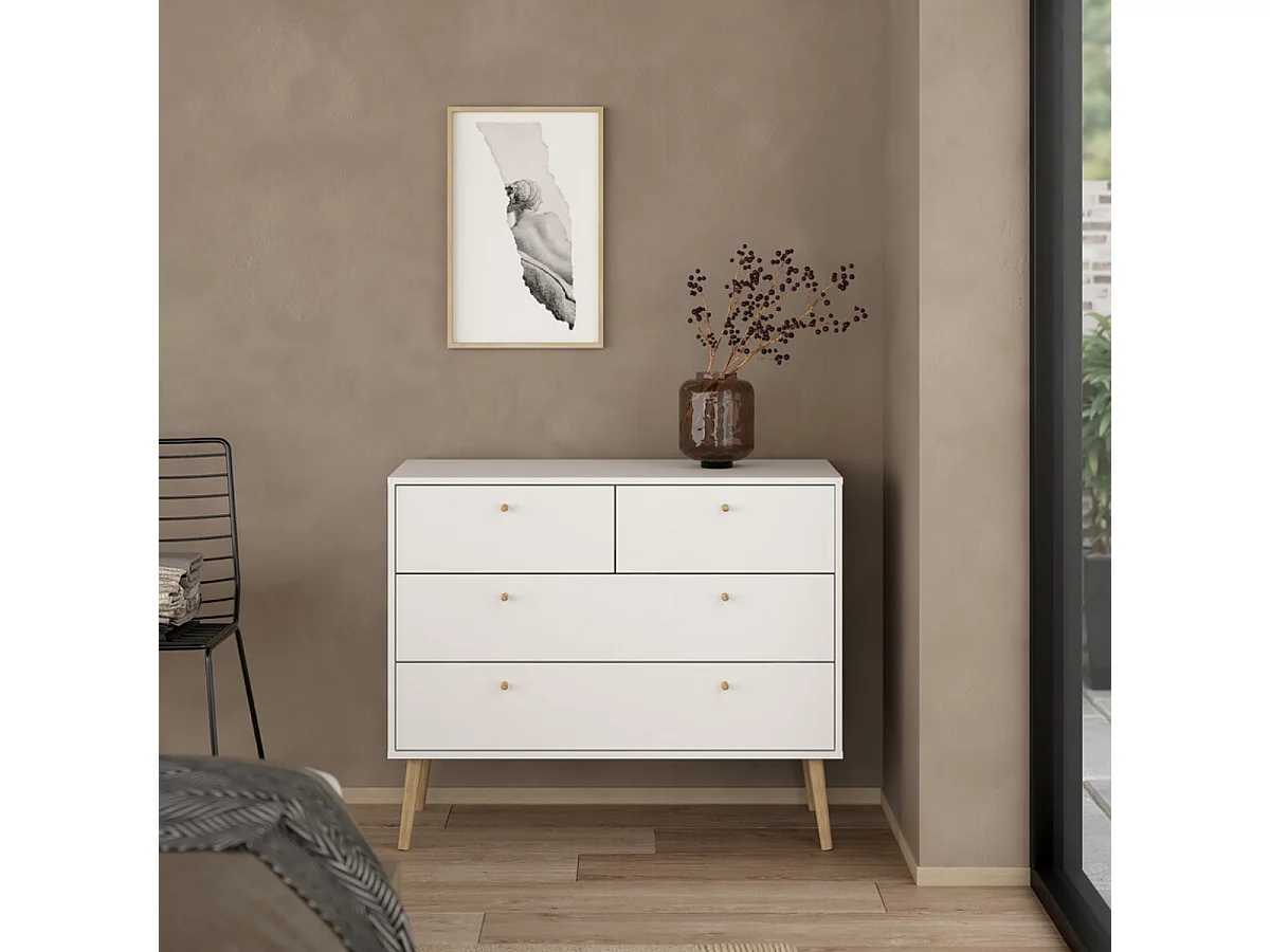 Commode 4 tiroirs avec pieds en bois L98,7 cm - TARP