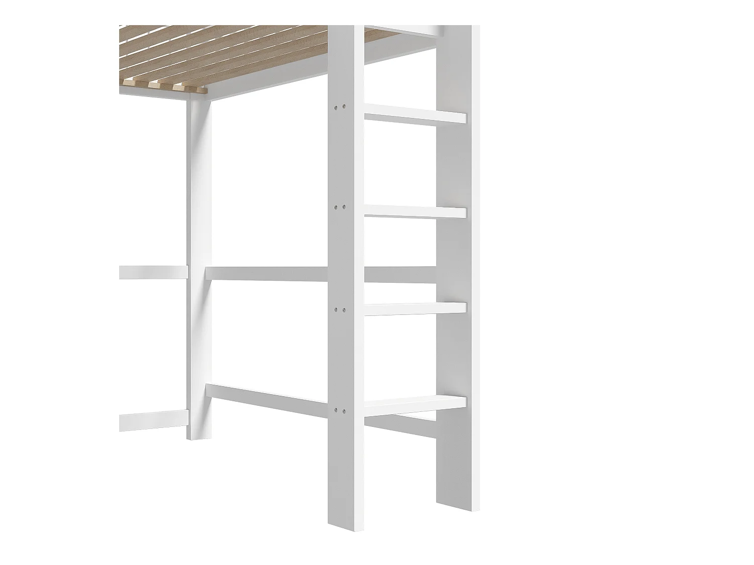 Lit mezzanine pour enfant - 140 x 200 cm - avec étagère de rangements + bureau + 3 tiroirs - bois - blanc