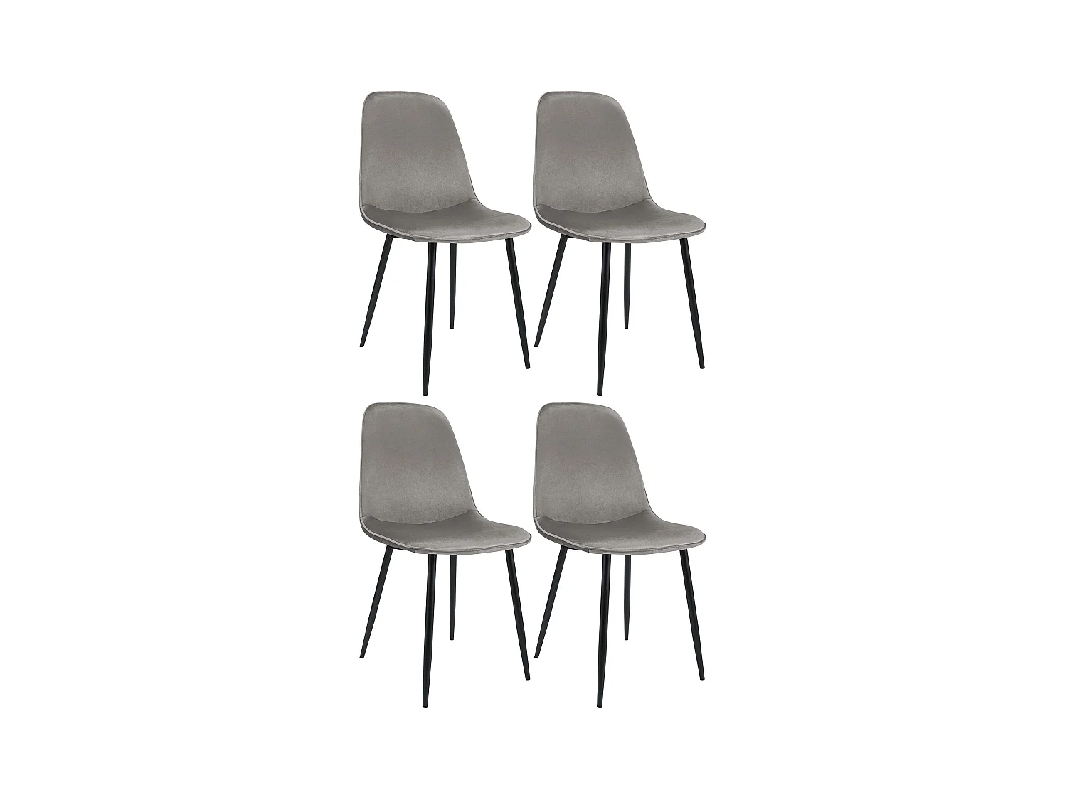 Lot de 4  chaise salle à manger - Velours - Gris clair - Maryam